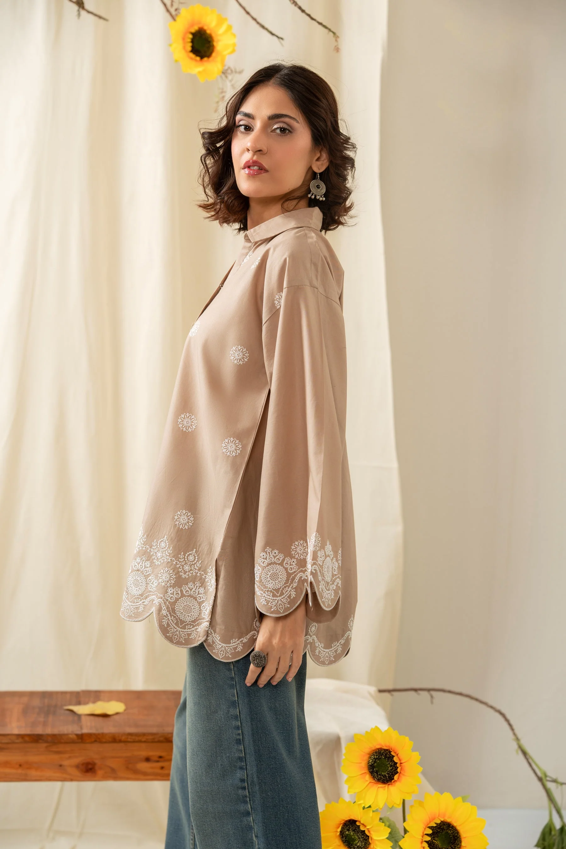 EMBROIDERED CHIKANKARI CAMBRIC STITCHED 1 PIECE SHIRT (FACTORY E-OUTLET) - Image 6