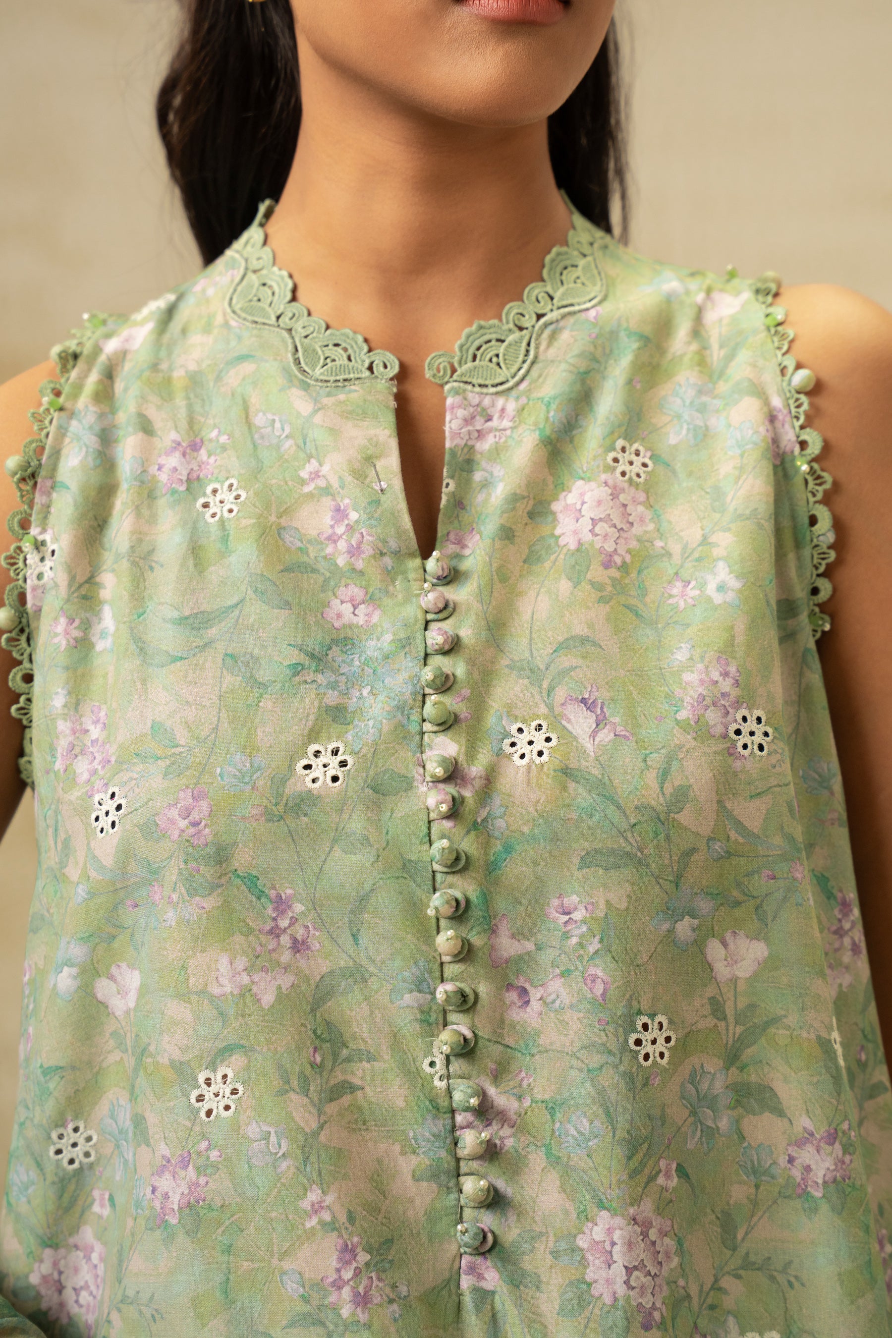 EMBROIDERED CHIKANKARI UNSTITCHED 3 PIECE SUIT - Image 6