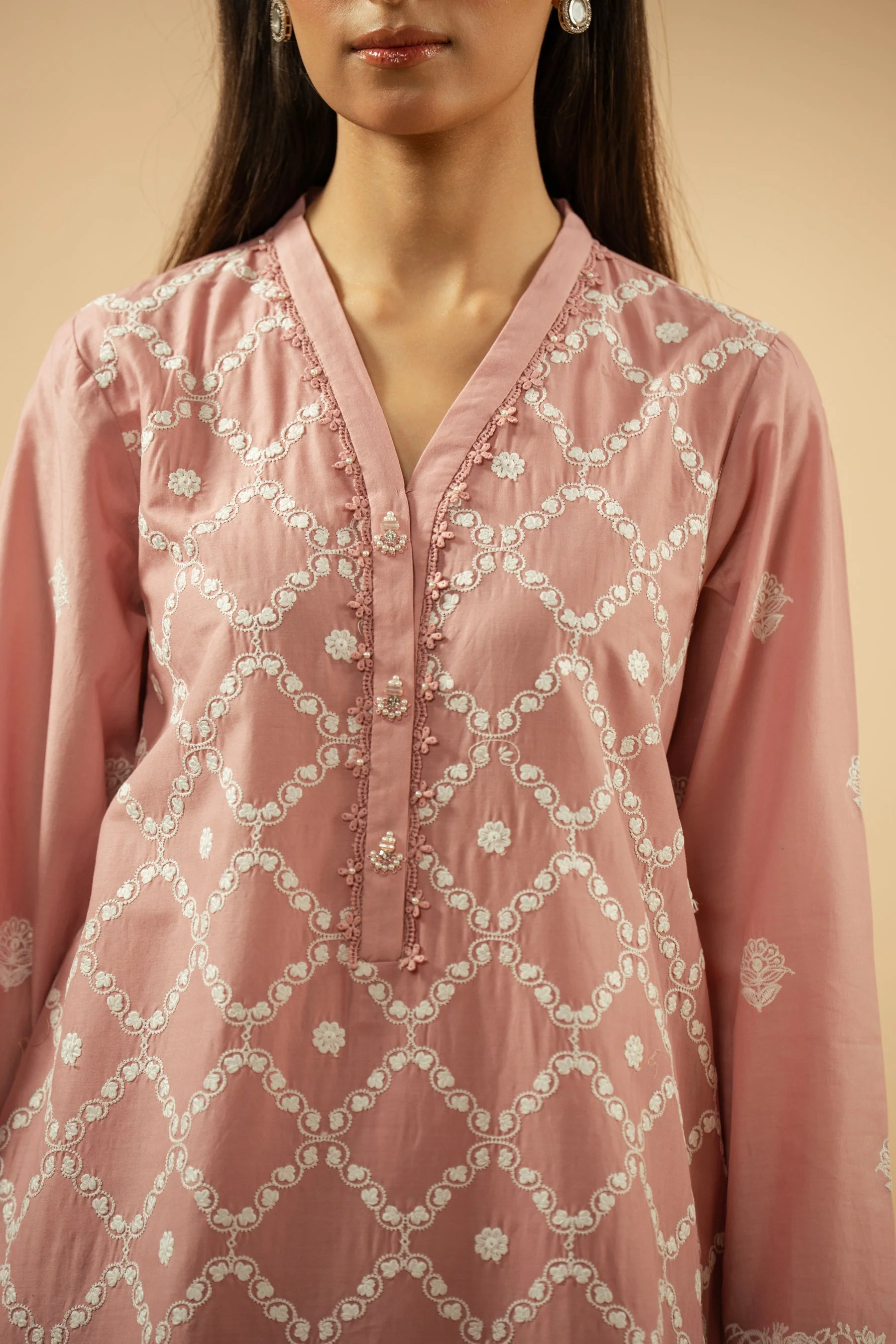 EMBROIDERED CHIKANKARI UNSTITCHED 3 PIECE SUIT (FACTORY E-OUTLET) - Image 2