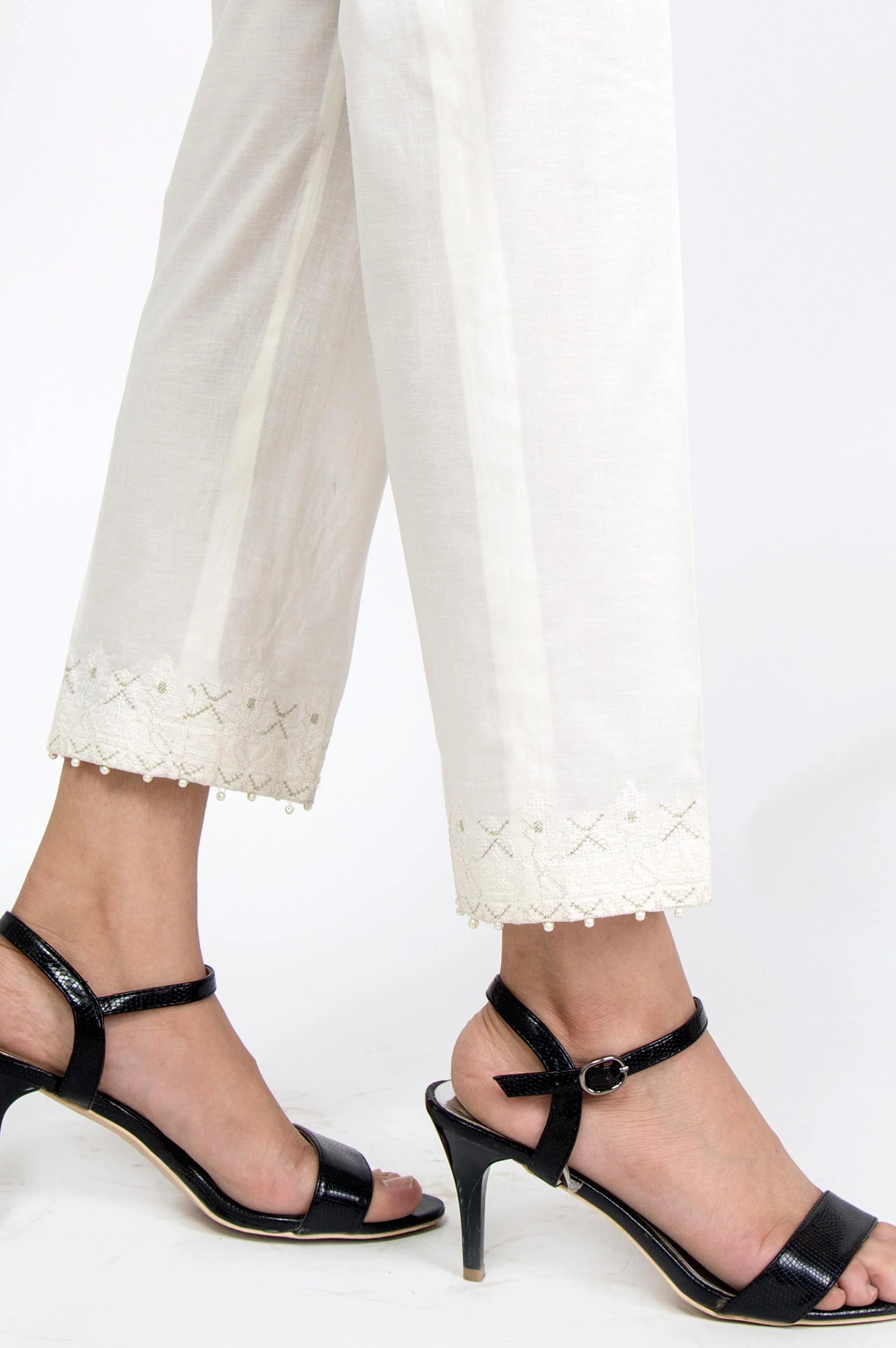 Embroidered Cambric Pants - Off White - Image 2
