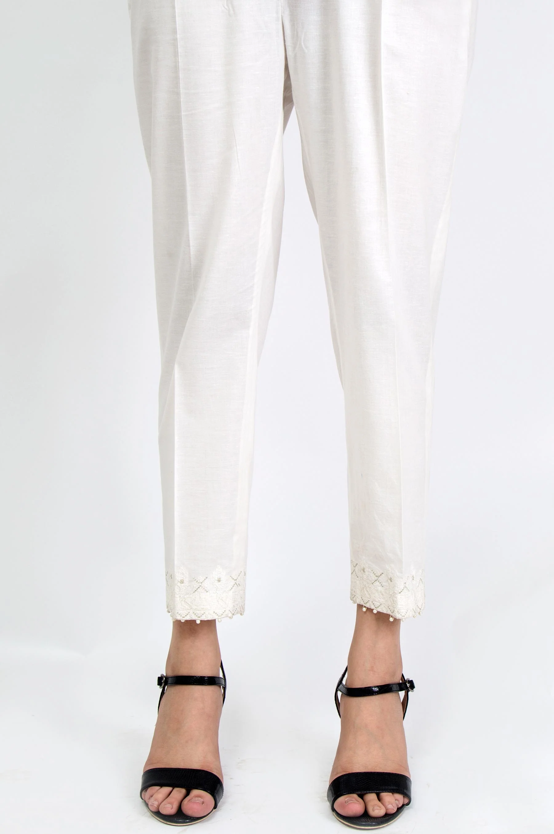 Embroidered Cambric Pants - Off White - Image 3