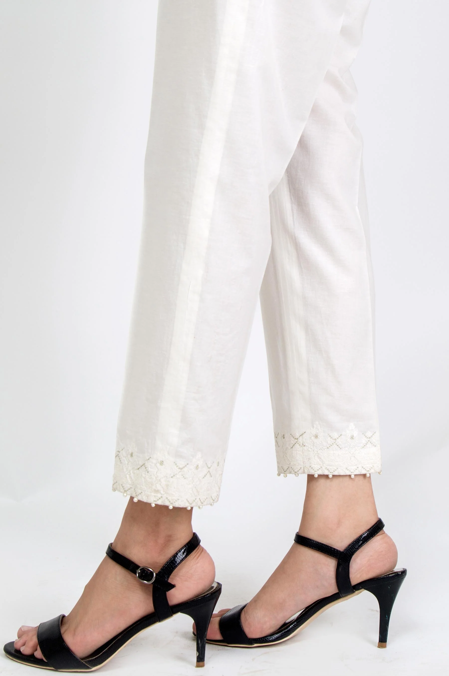 Embroidered Cambric Pants - Off White - Image 4