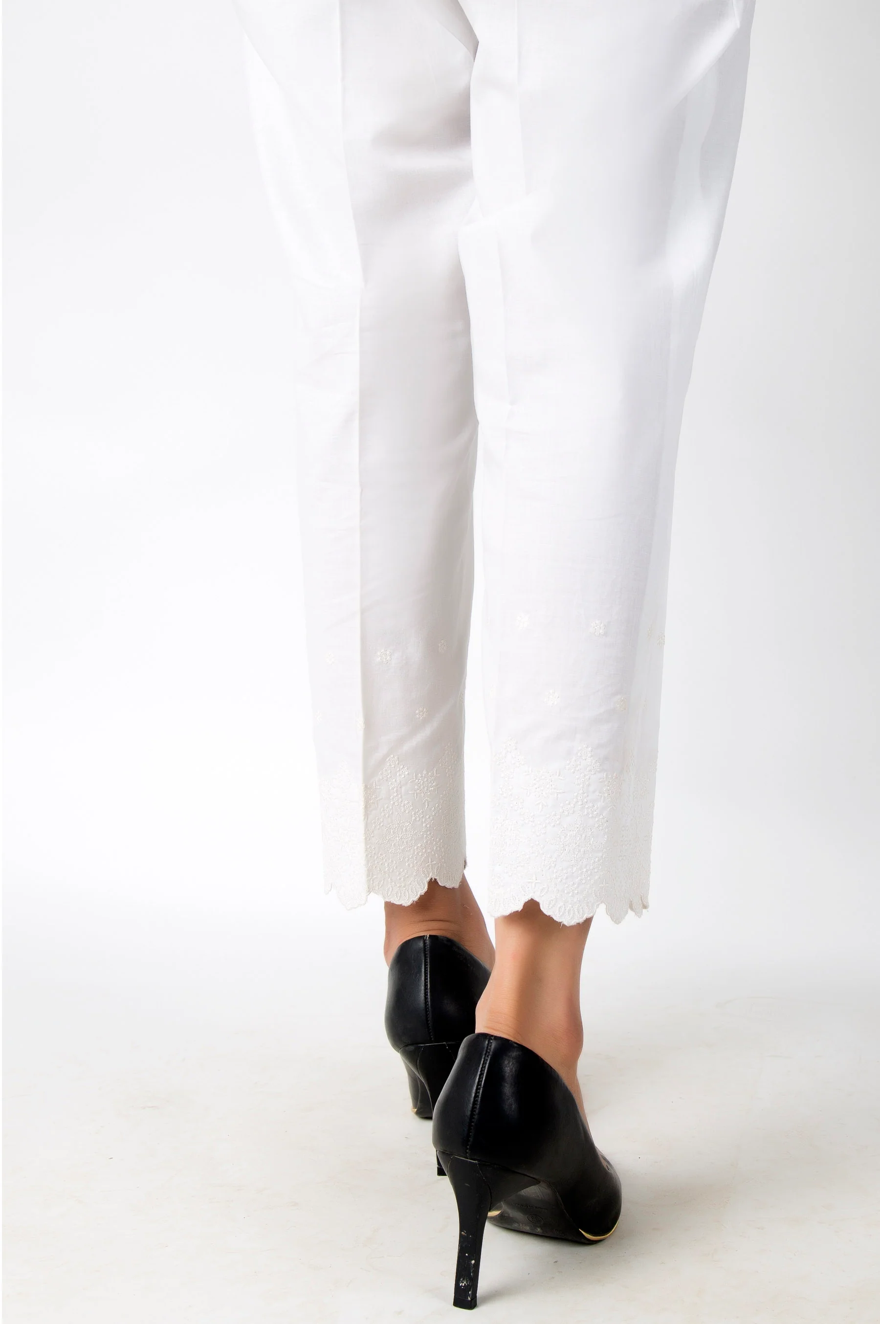 Embroidered Cambric Pants - White - Image 2