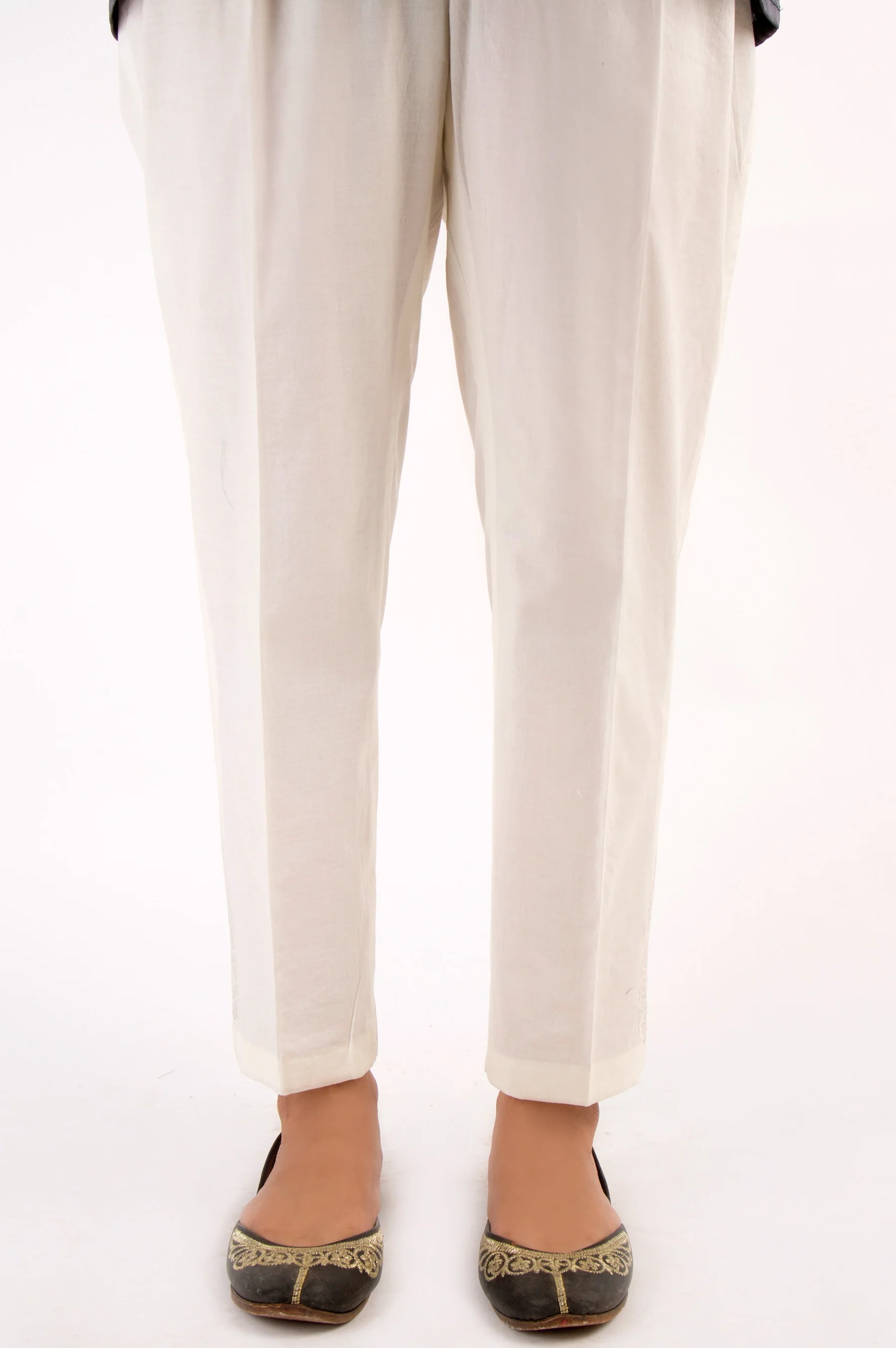 Cambric Embroidered Cigarette Pants - Off-White - Image 2