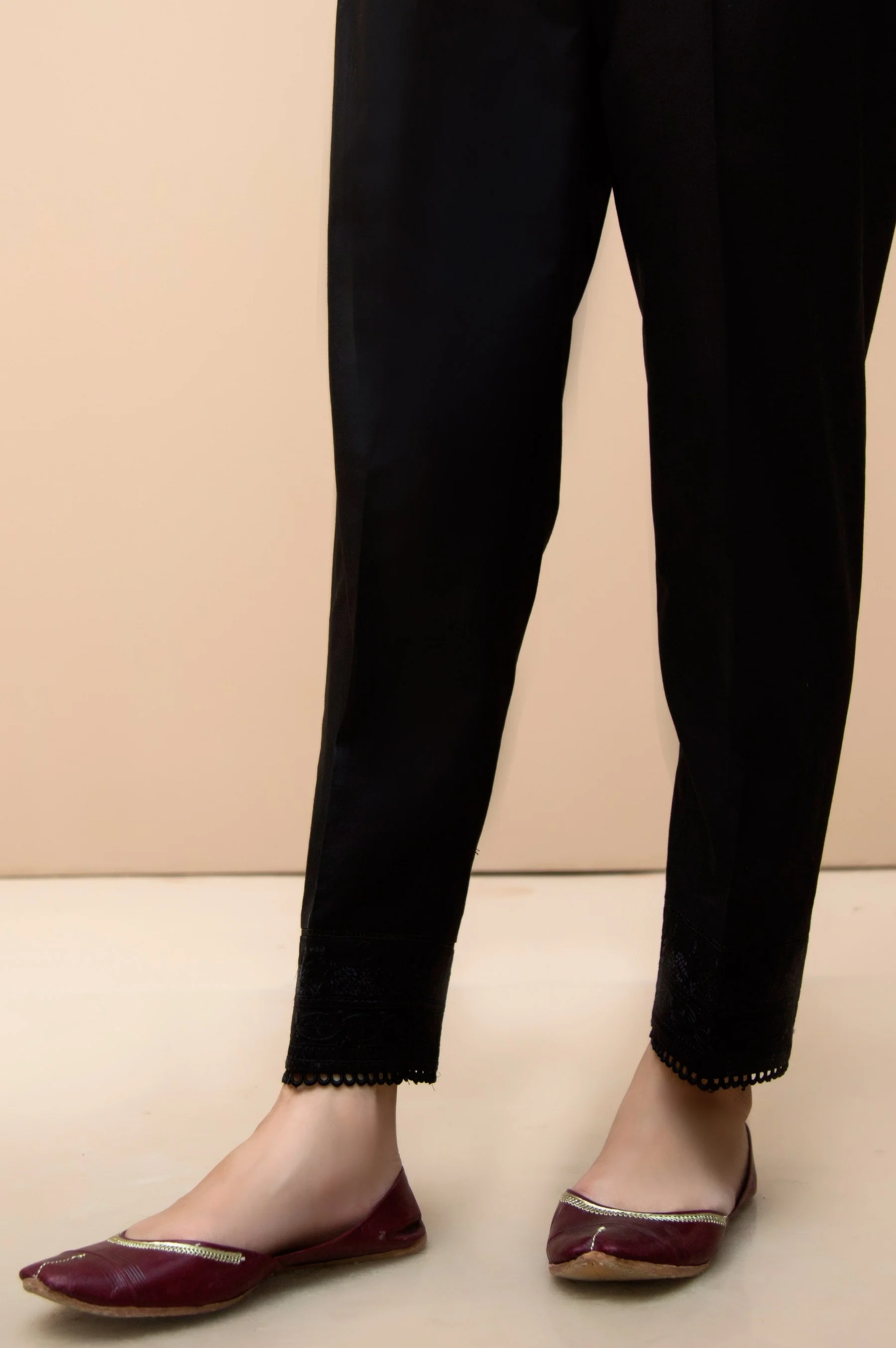 Embroidered Cigarette Pants - Black - Image 3