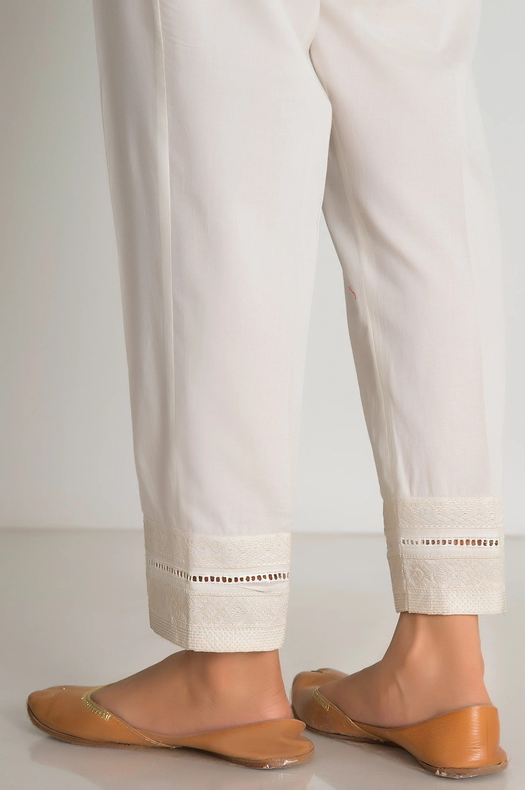 Embroidered Cigarette Pants - Off-White - Image 2