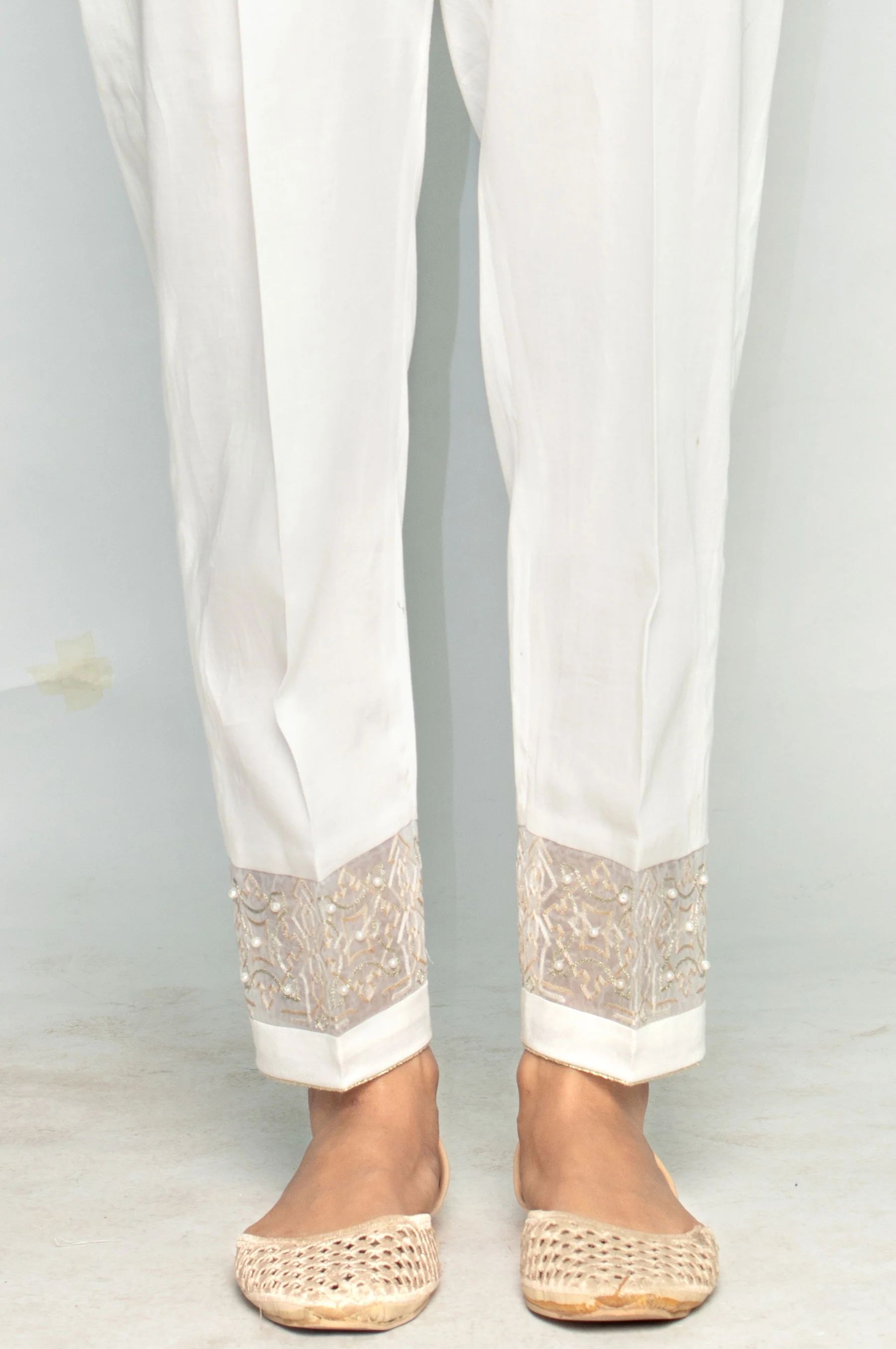 Embroidered Cigarette Pants