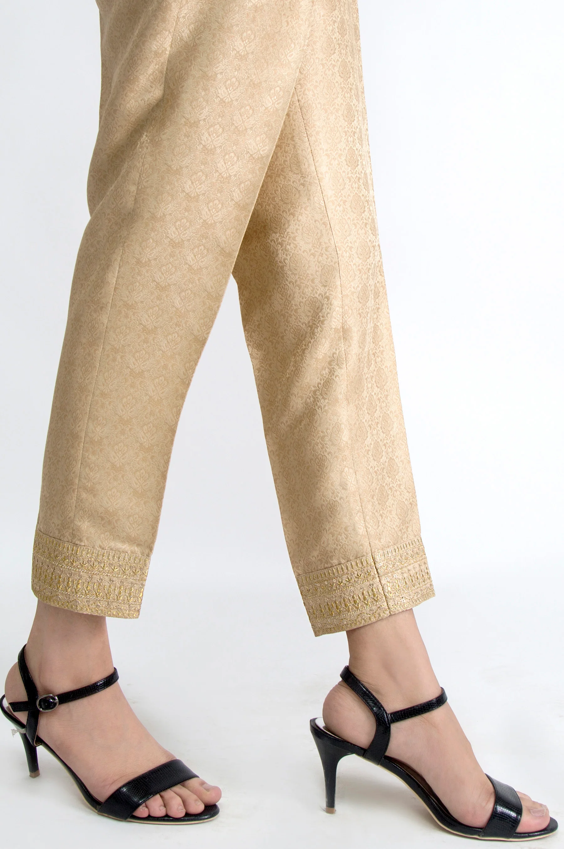 Embroidered Cambric Pants - Beige - Image 3