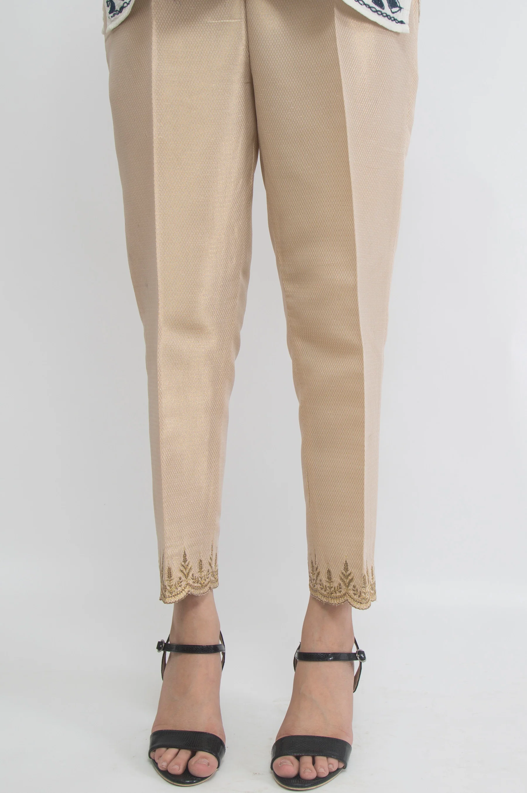 Embroidered Jamawar Pants - Image 3