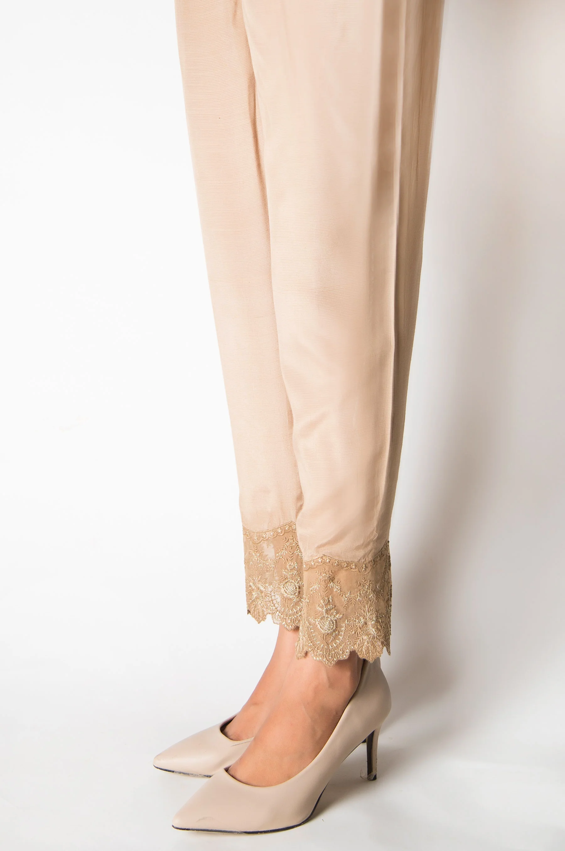 Embroidered cigarette Pants - Beige - Image 2