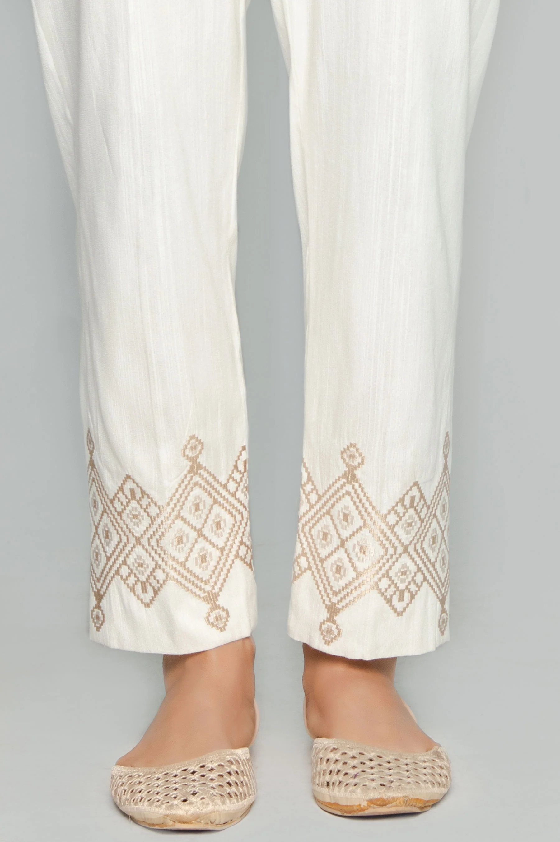 Embroidered Cigarette Pants