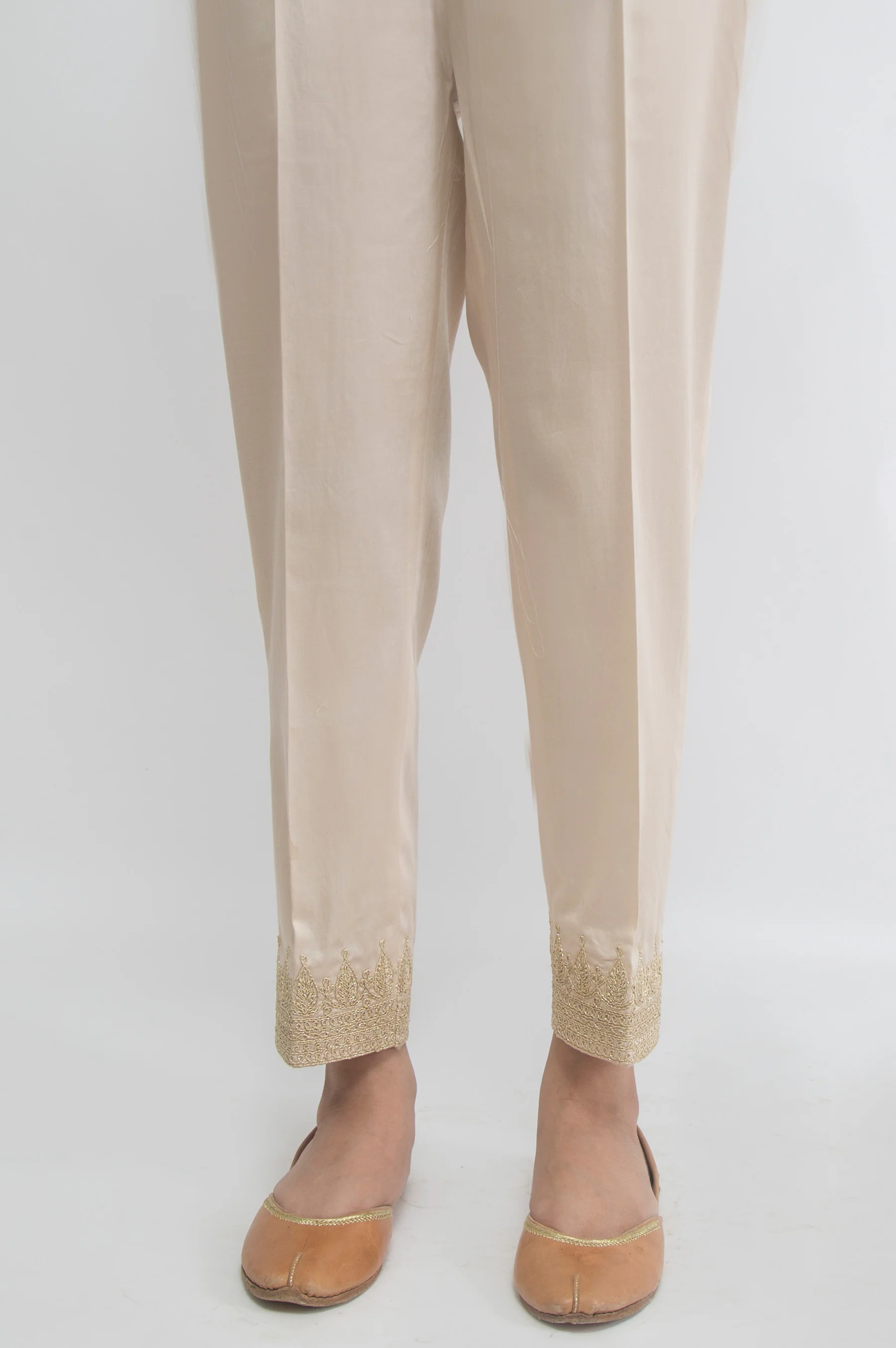 Embroidered Cotton Satin Pants - Image 3