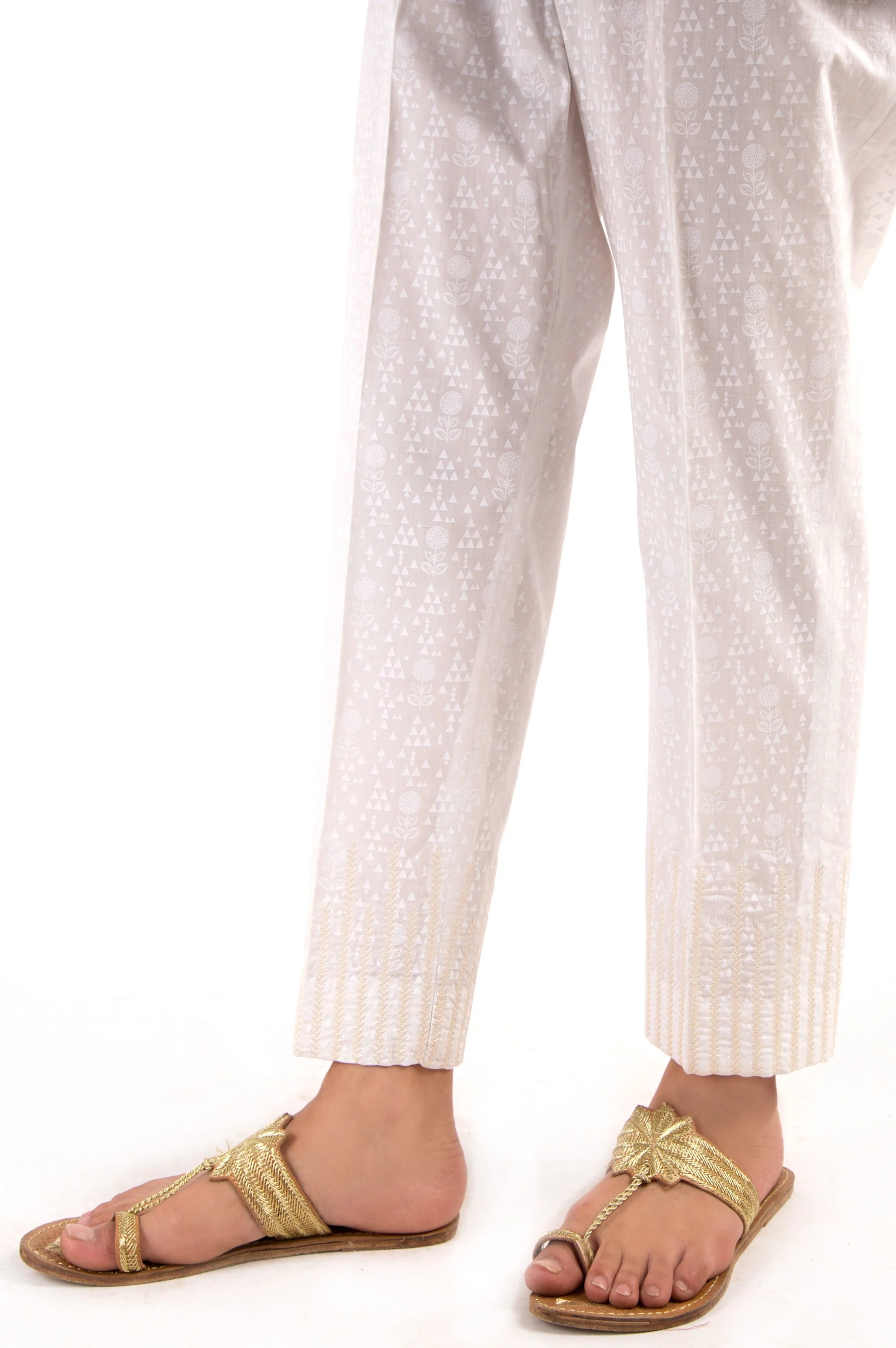Embroidered Cambric Pants - White Paste - Image 2