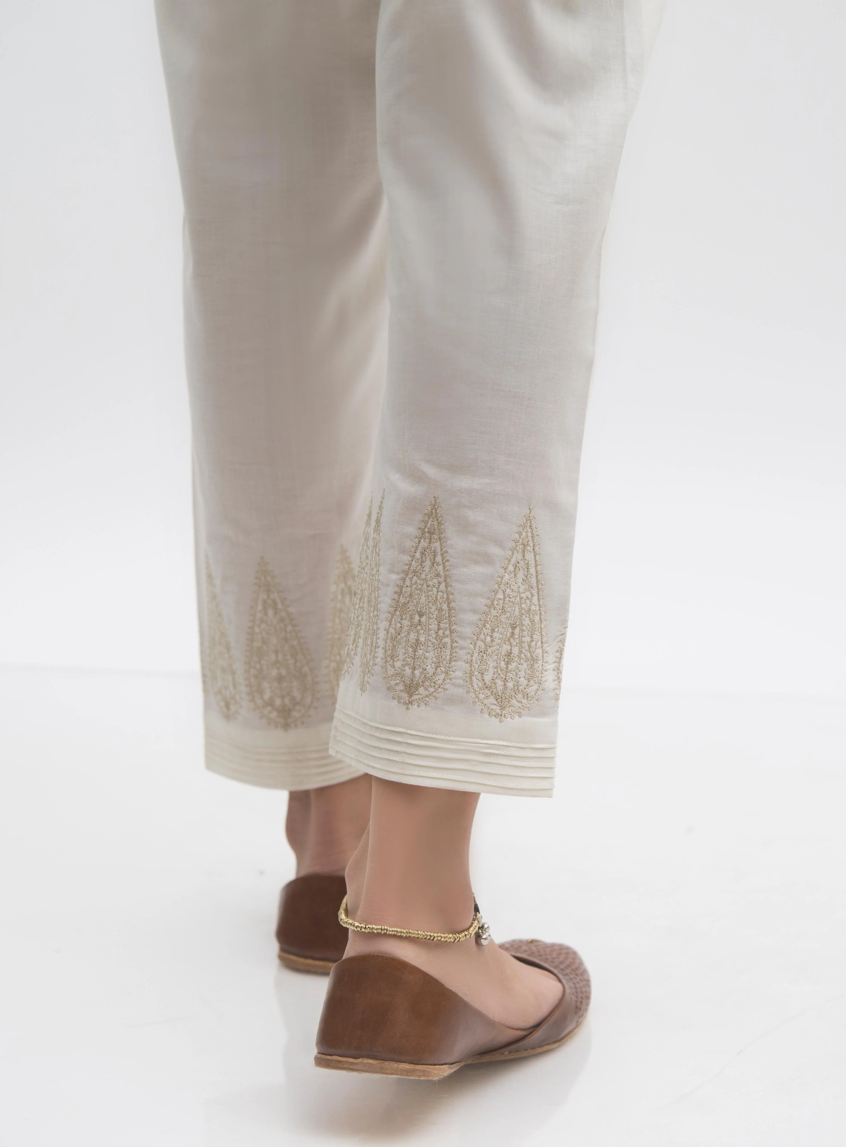 Embroidered Cigarette Pants - Offwhite - Image 2