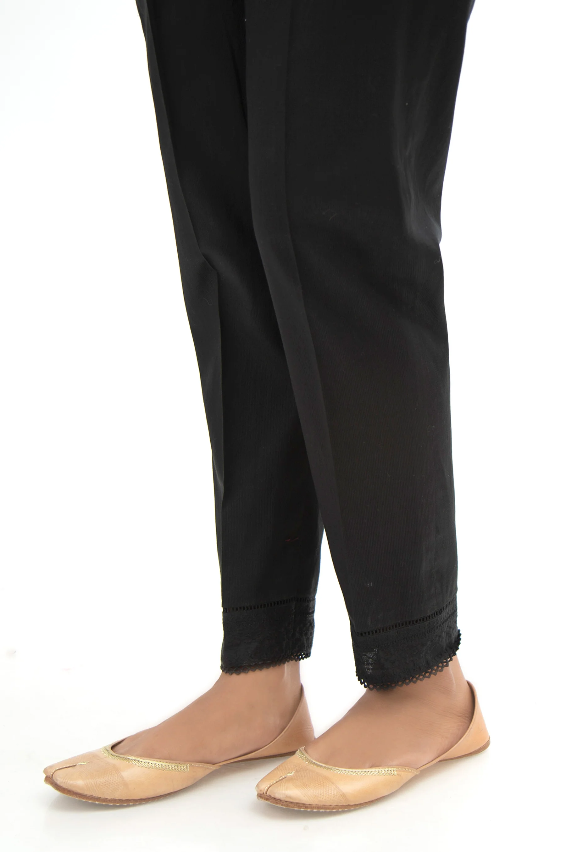Embroidered Cottel Cigarette Pants - Black - Image 2