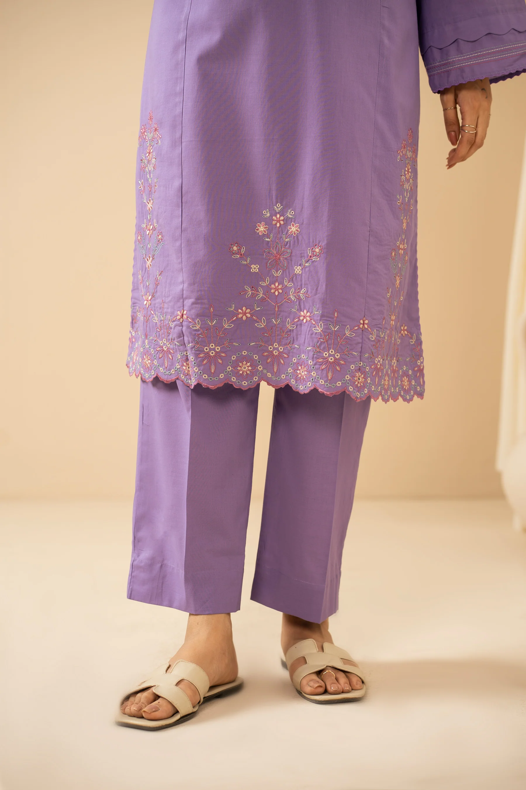 STITCHED EMBROIDERED COTTEL 2 PIECE SUIT - Image 6