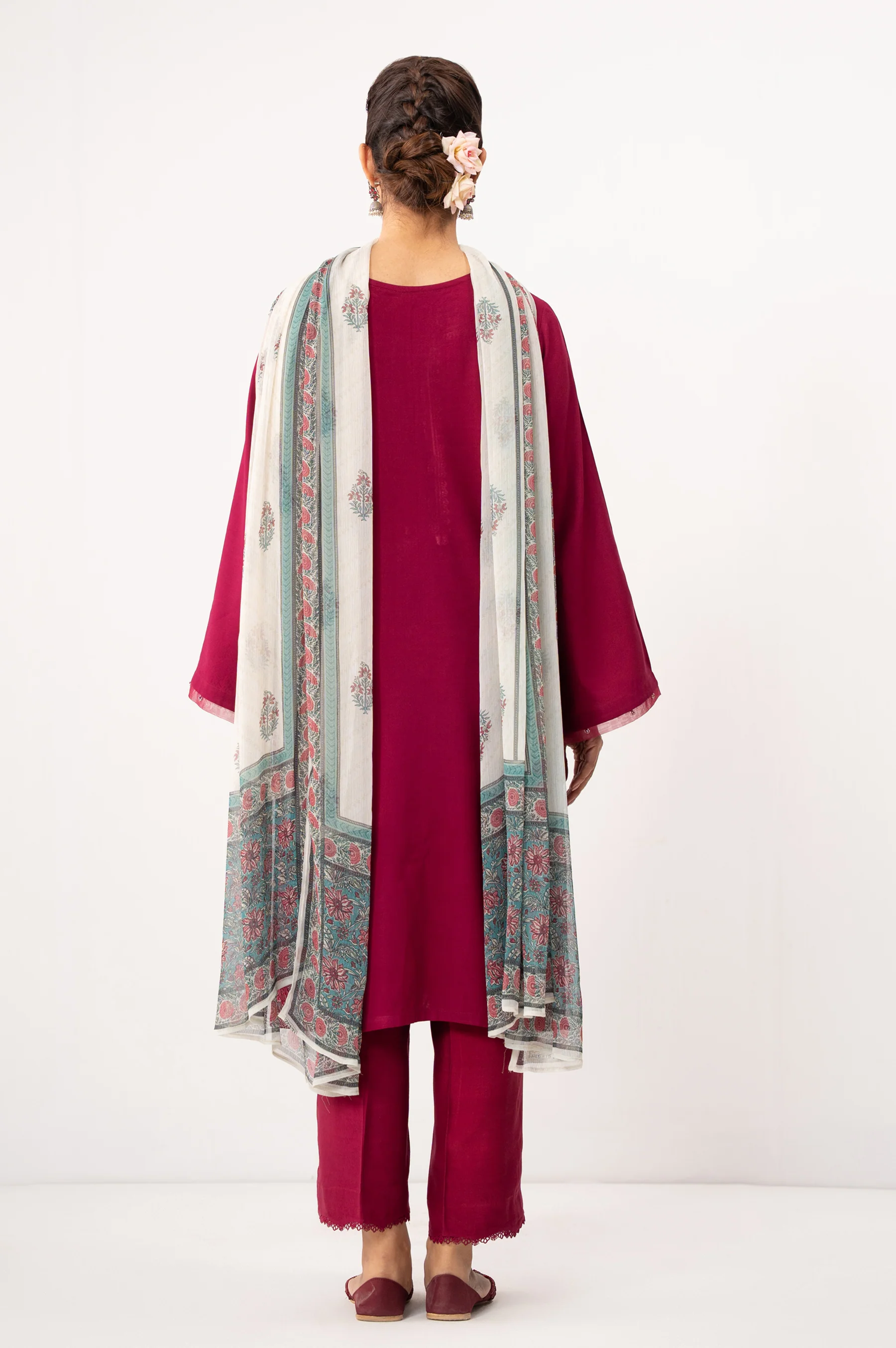 EMBROIDERED COTTON LINEN VISCOSE STITCHED 3 PIECE SUIT - Image 4