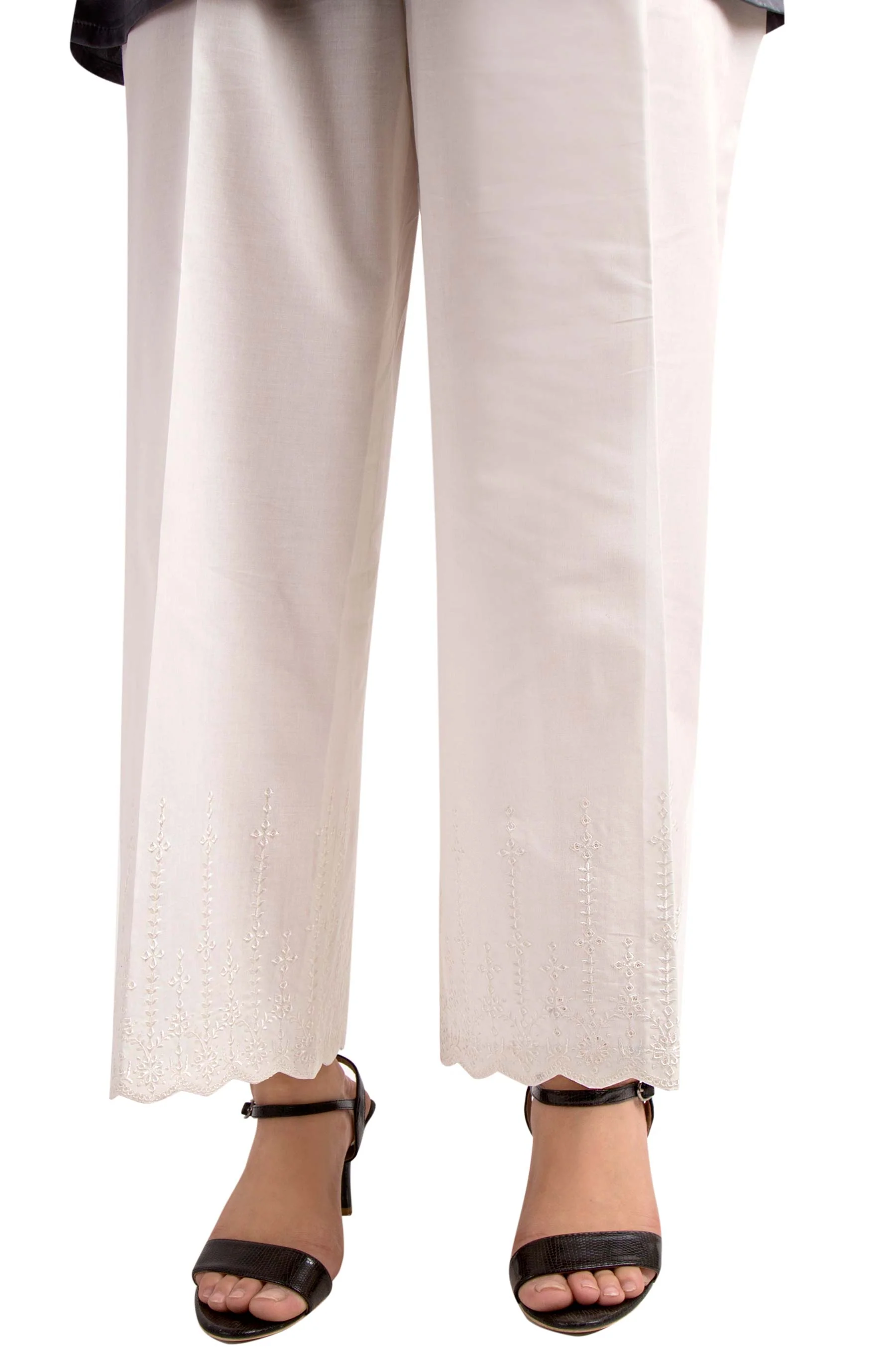 Embroidered Culottes Pants - White - Image 2