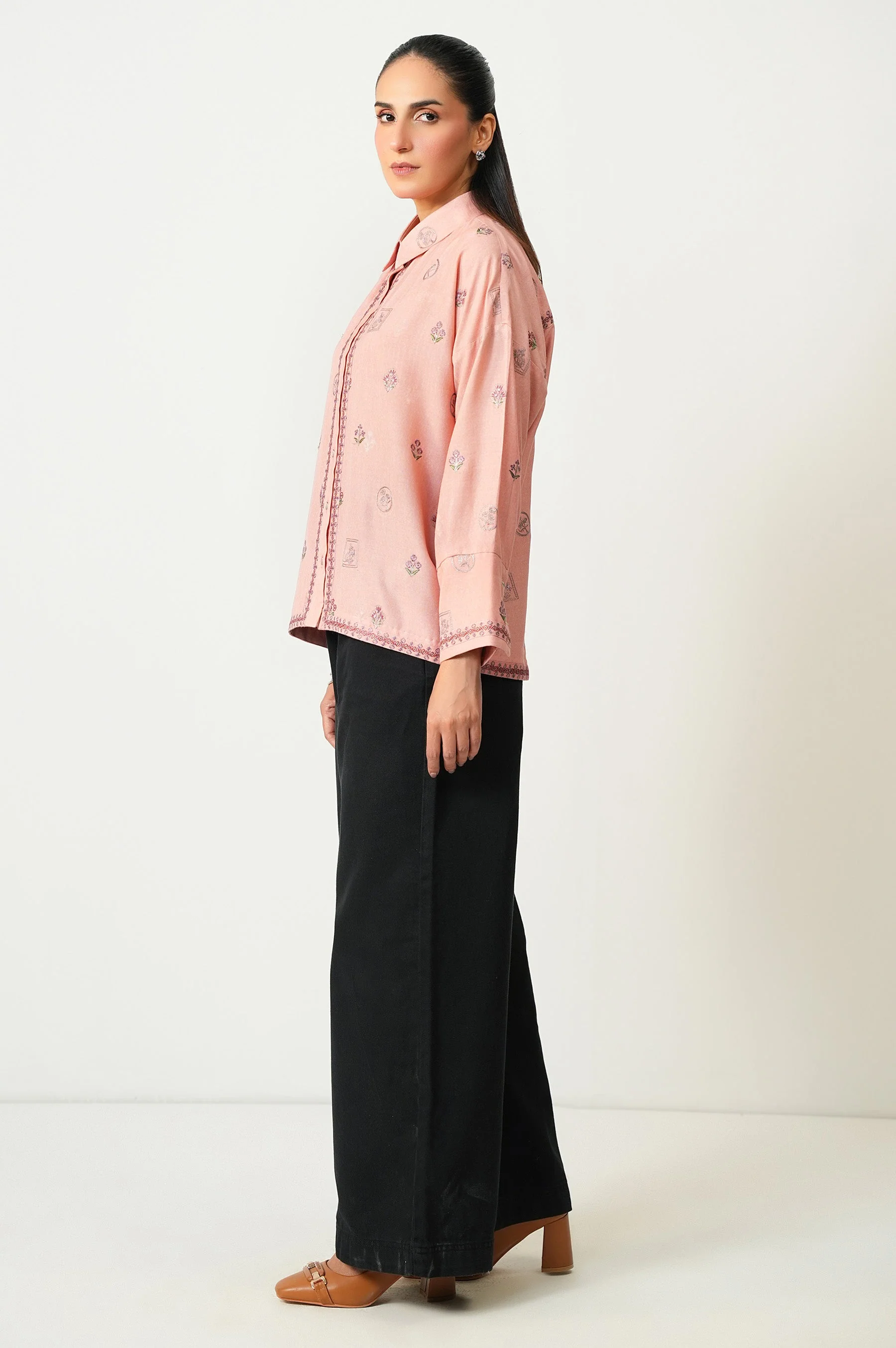 STITCHED EMBROIDERED DOBBY TOP (FACTORY E-OUTLET) - Image 3