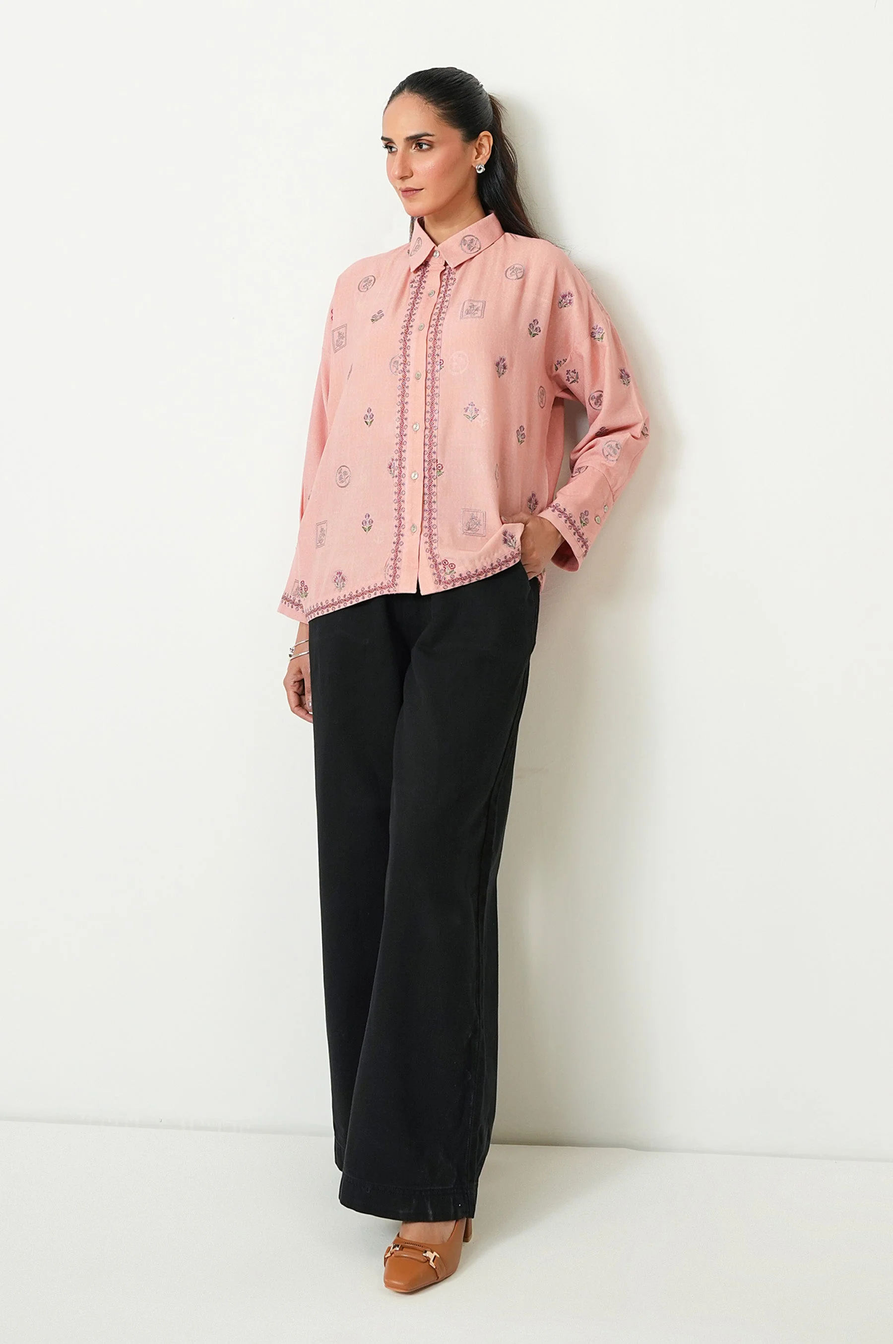 STITCHED EMBROIDERED DOBBY TOP (FACTORY E-OUTLET) - Image 6
