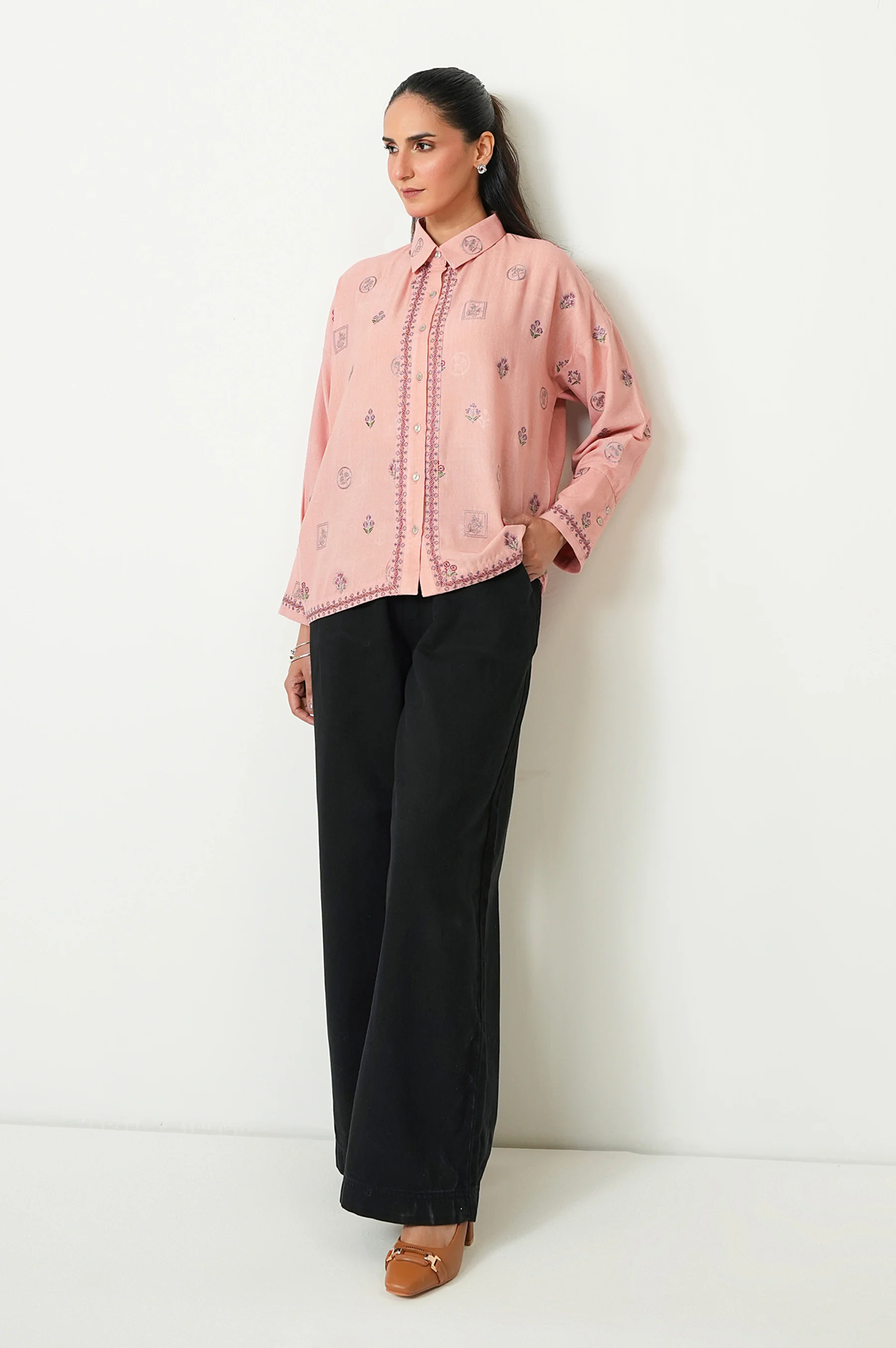 STITCHED EMBROIDERED DOBBY TOP - Image 6