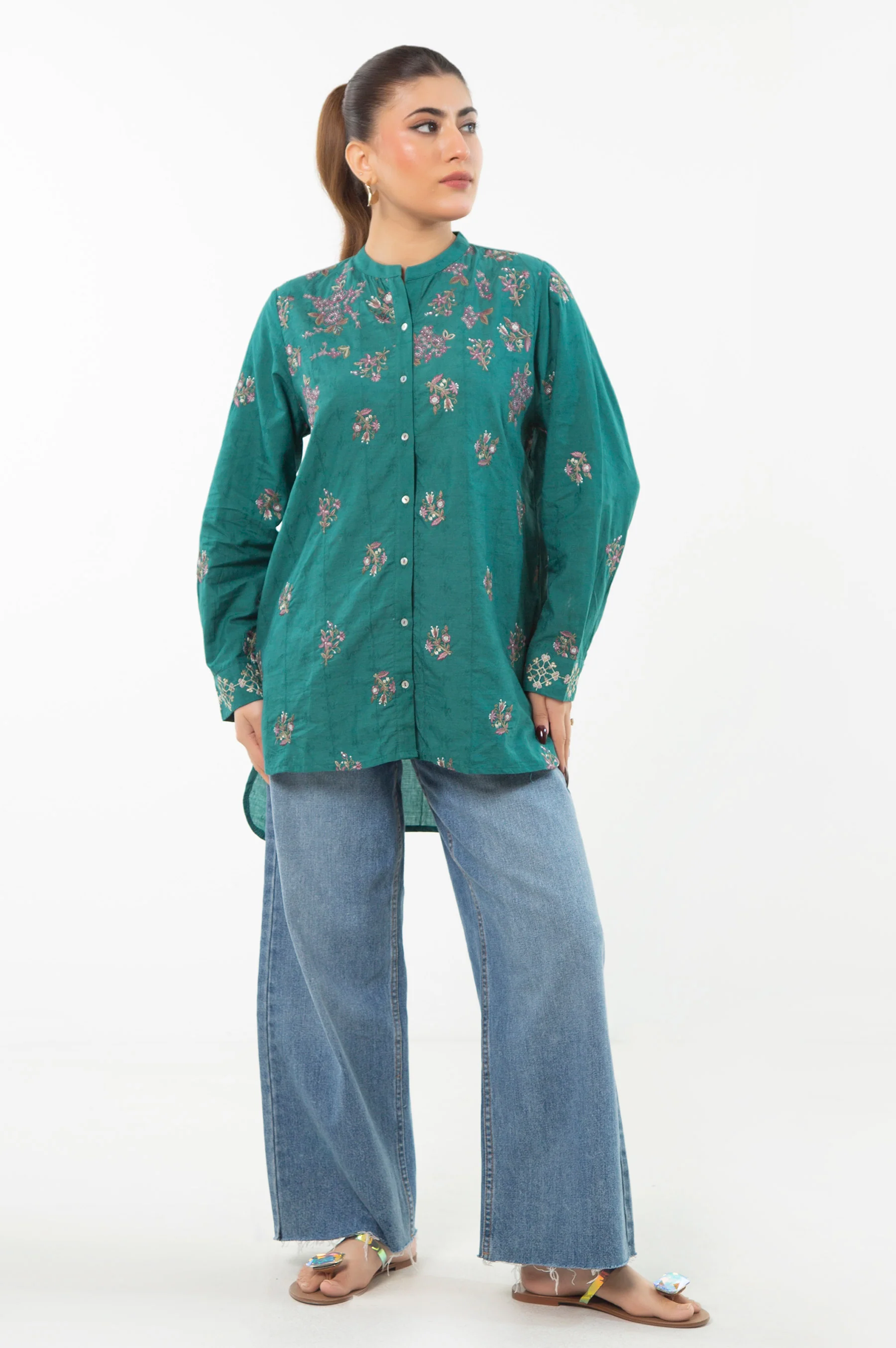 STITCHED EMBROIDERED DOBBY TOP - Image 3