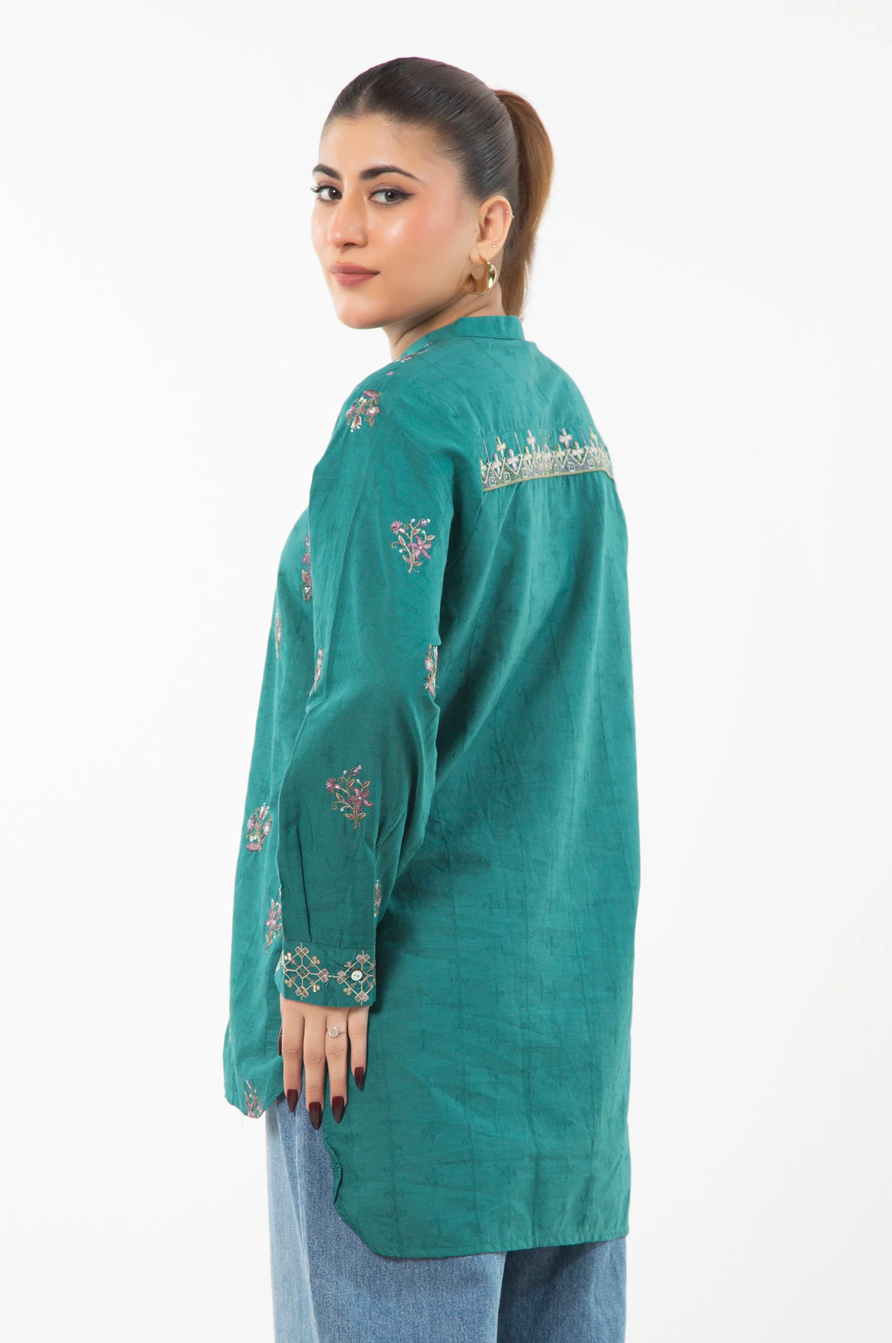 STITCHED EMBROIDERED DOBBY TOP - Image 4