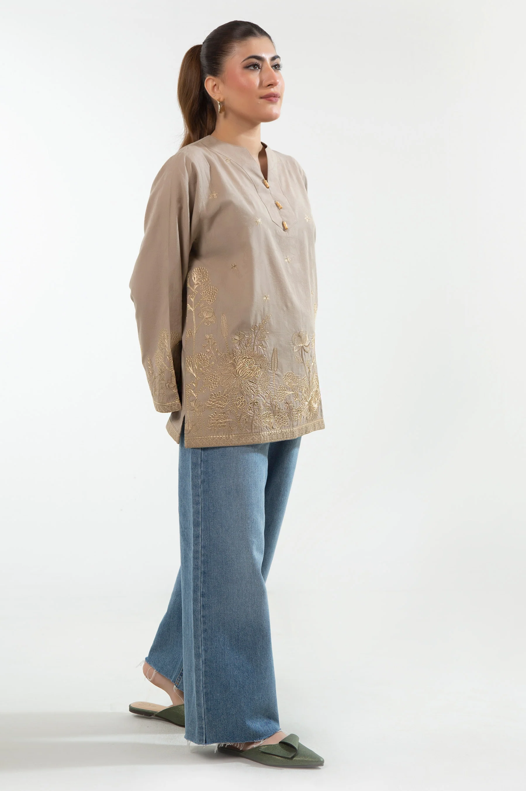 STITCHED EMBROIDERED DOBBY TOP - Image 3
