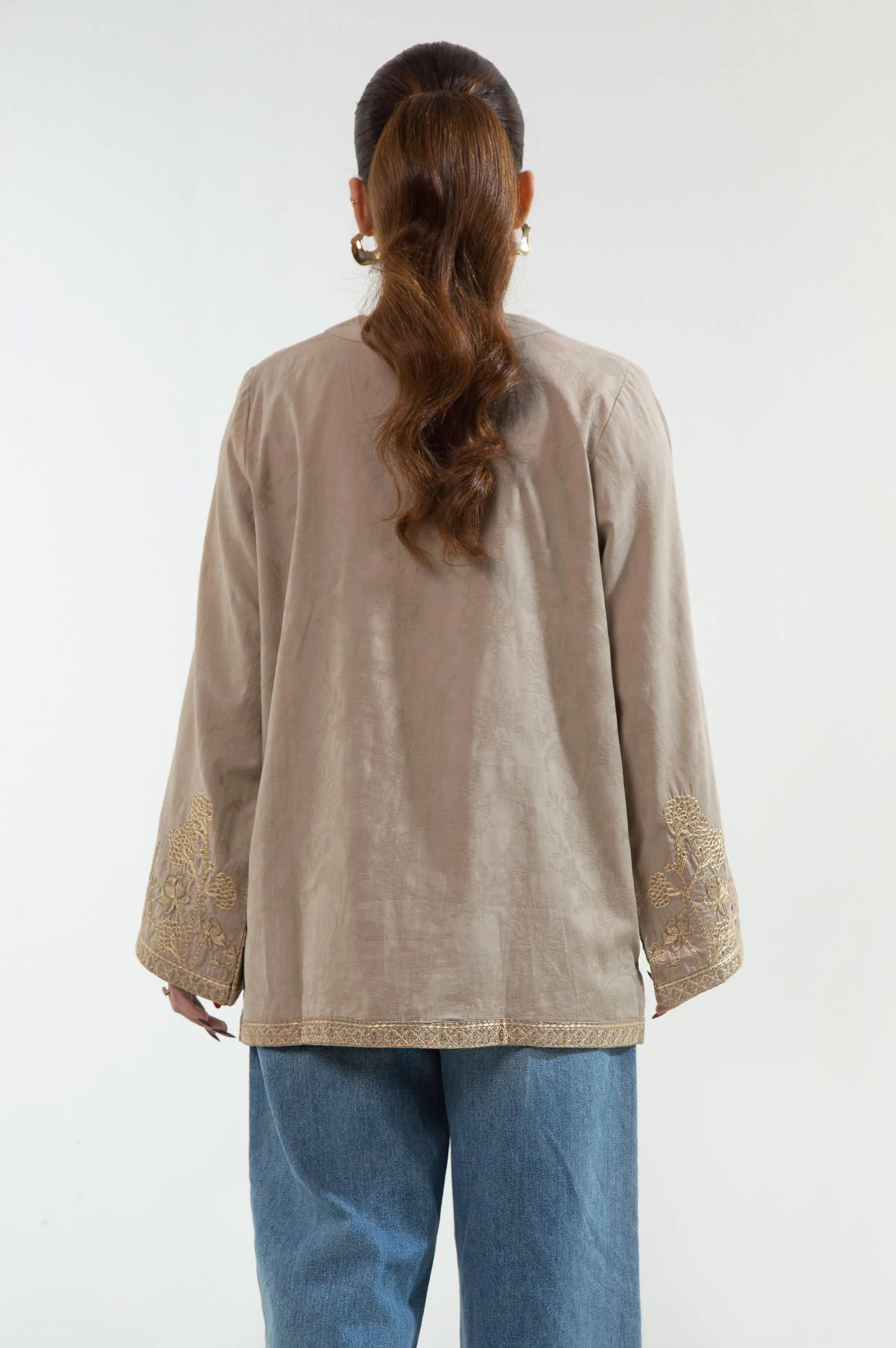 STITCHED EMBROIDERED DOBBY TOP - Image 4