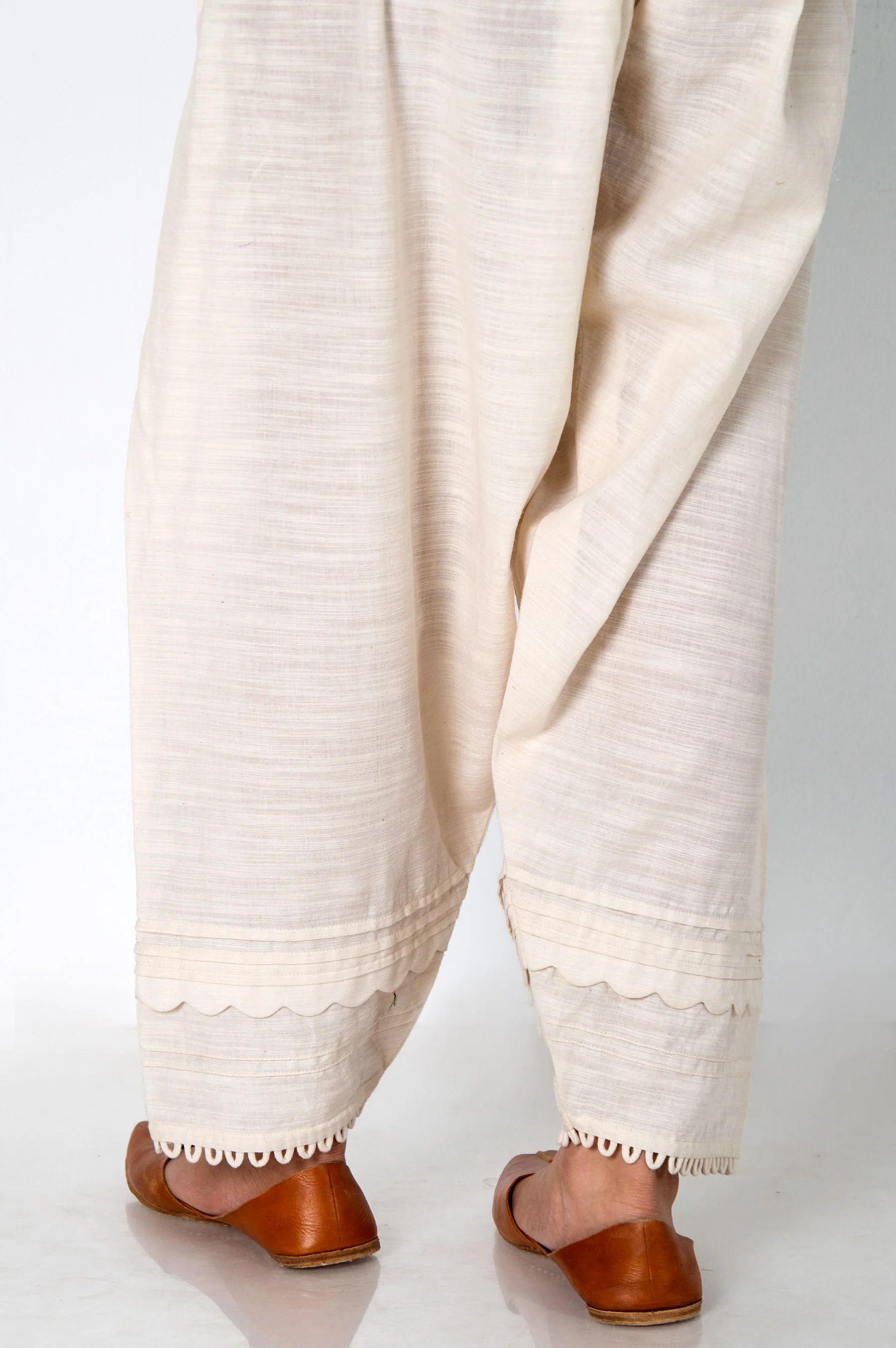 Embroidered Khaddar Shalwar - Off-White - Image 2