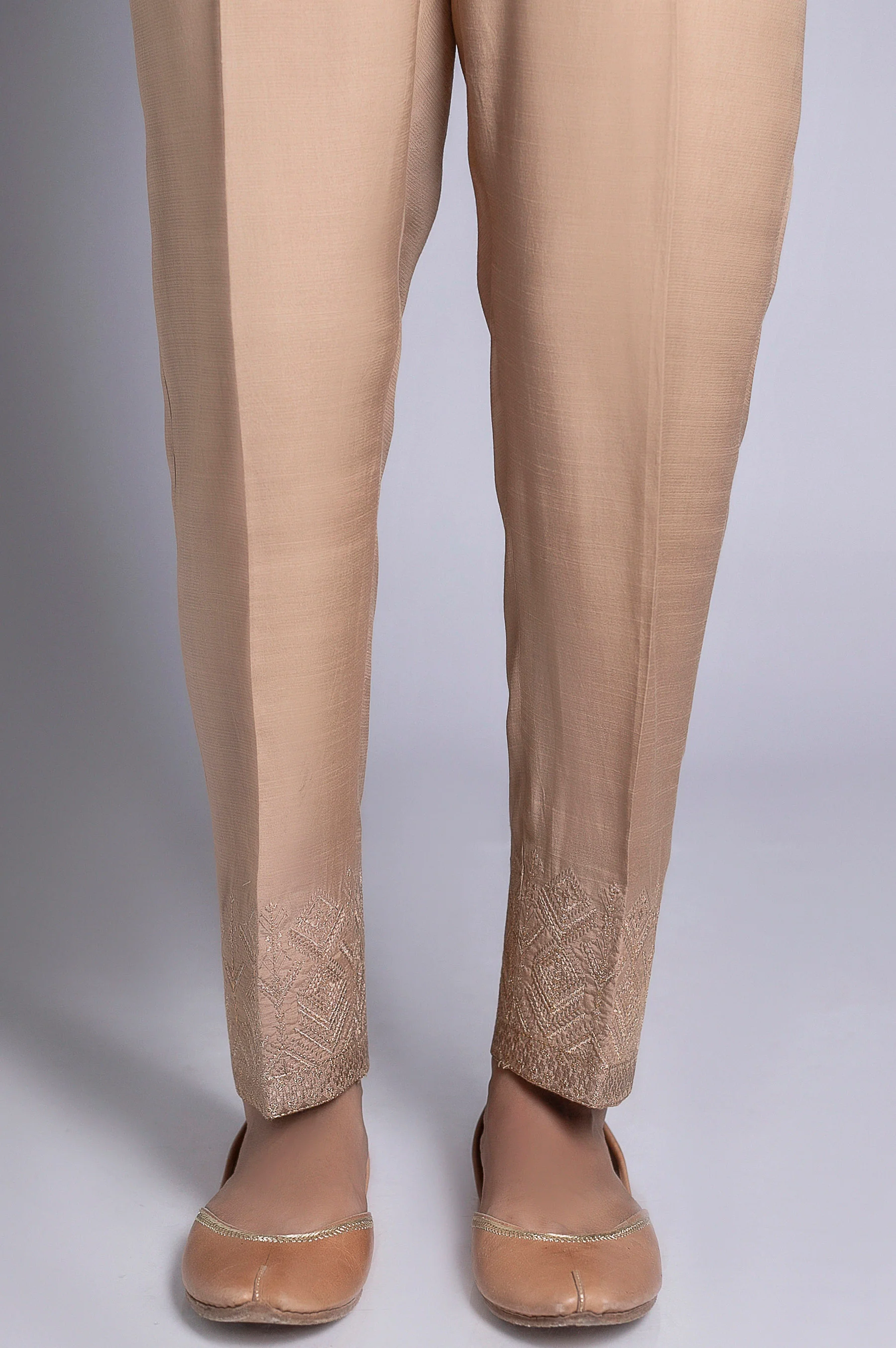 Embroidered Pants - Beige - Image 2