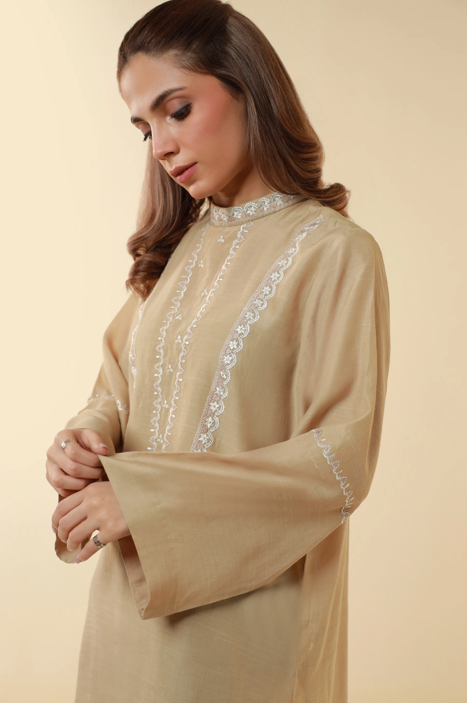 Embroidered Raw Silk Western Top - Image 4