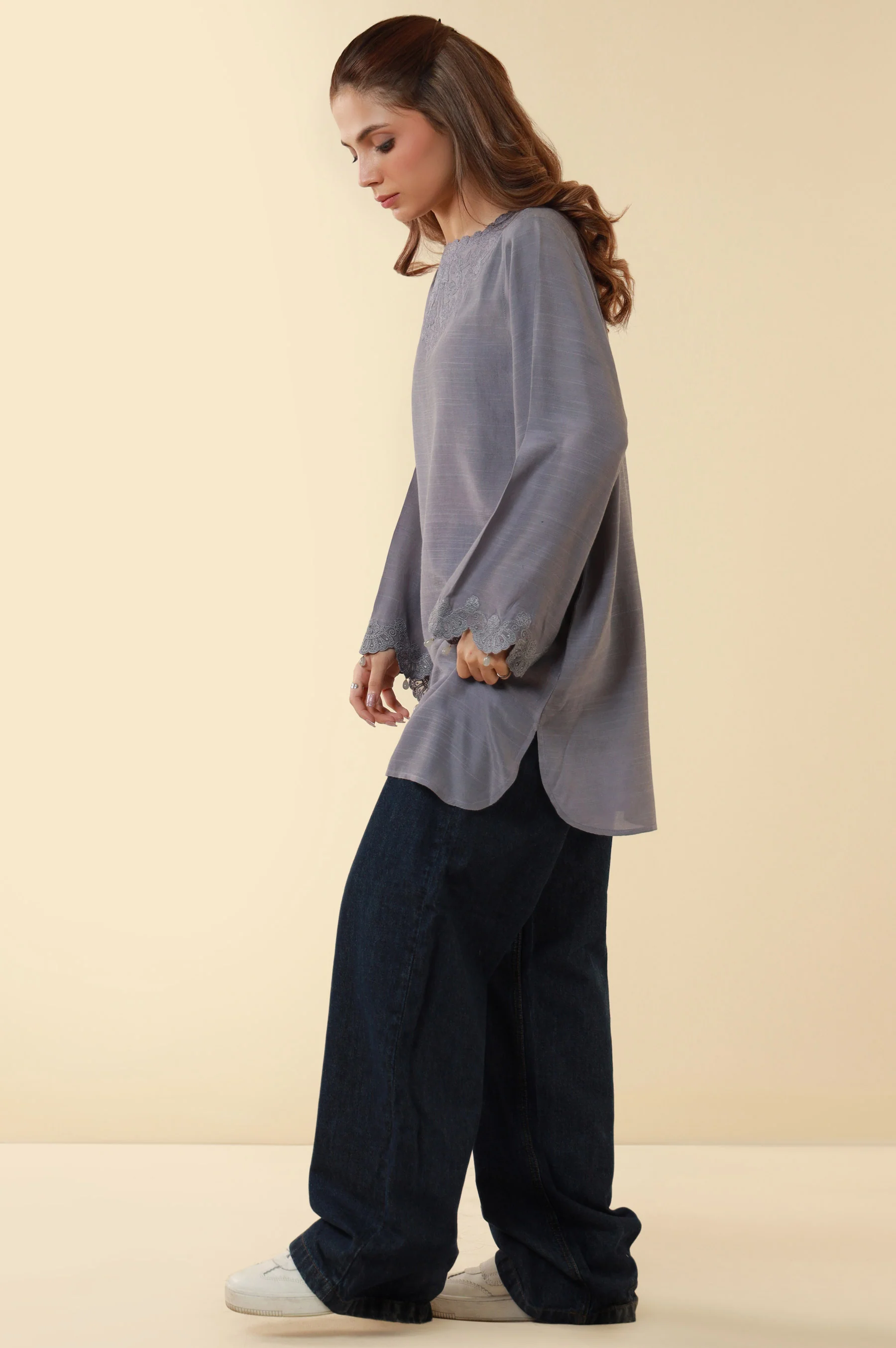 Embroidered Raw Silk Western Top - Image 2