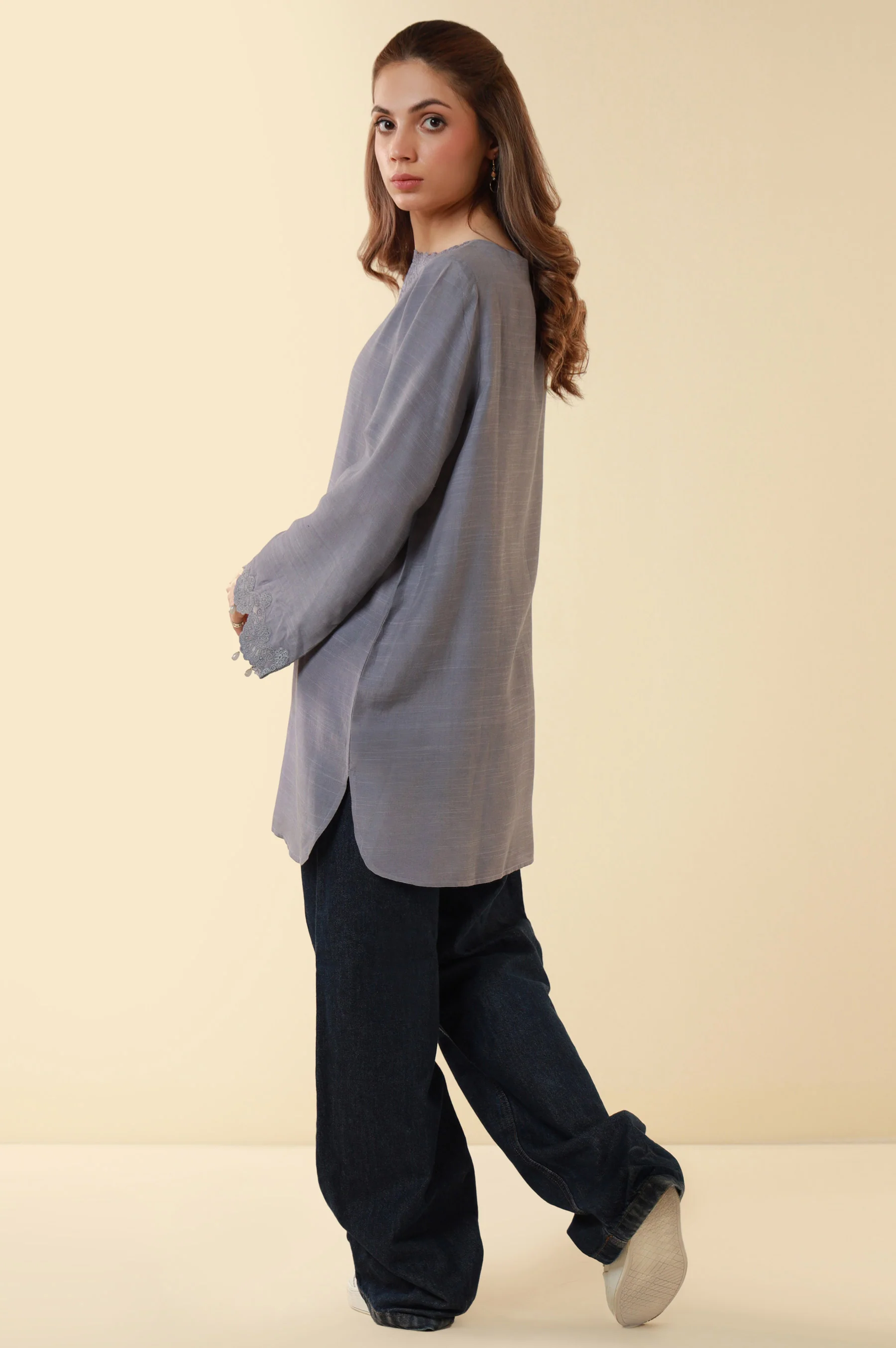 Embroidered Raw Silk Western Top - Image 4