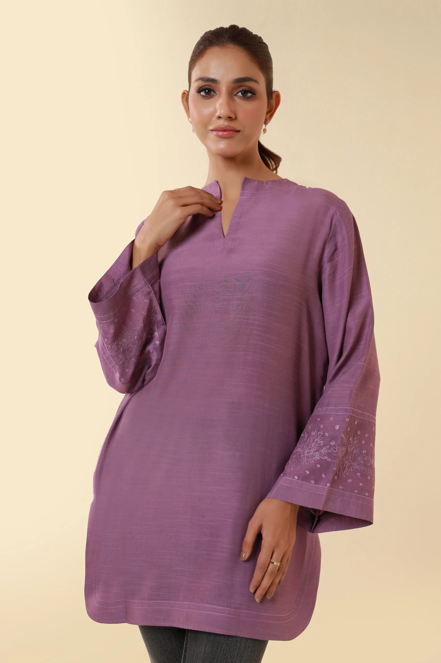 Embroidered Raw Silk Western Top - Image 2