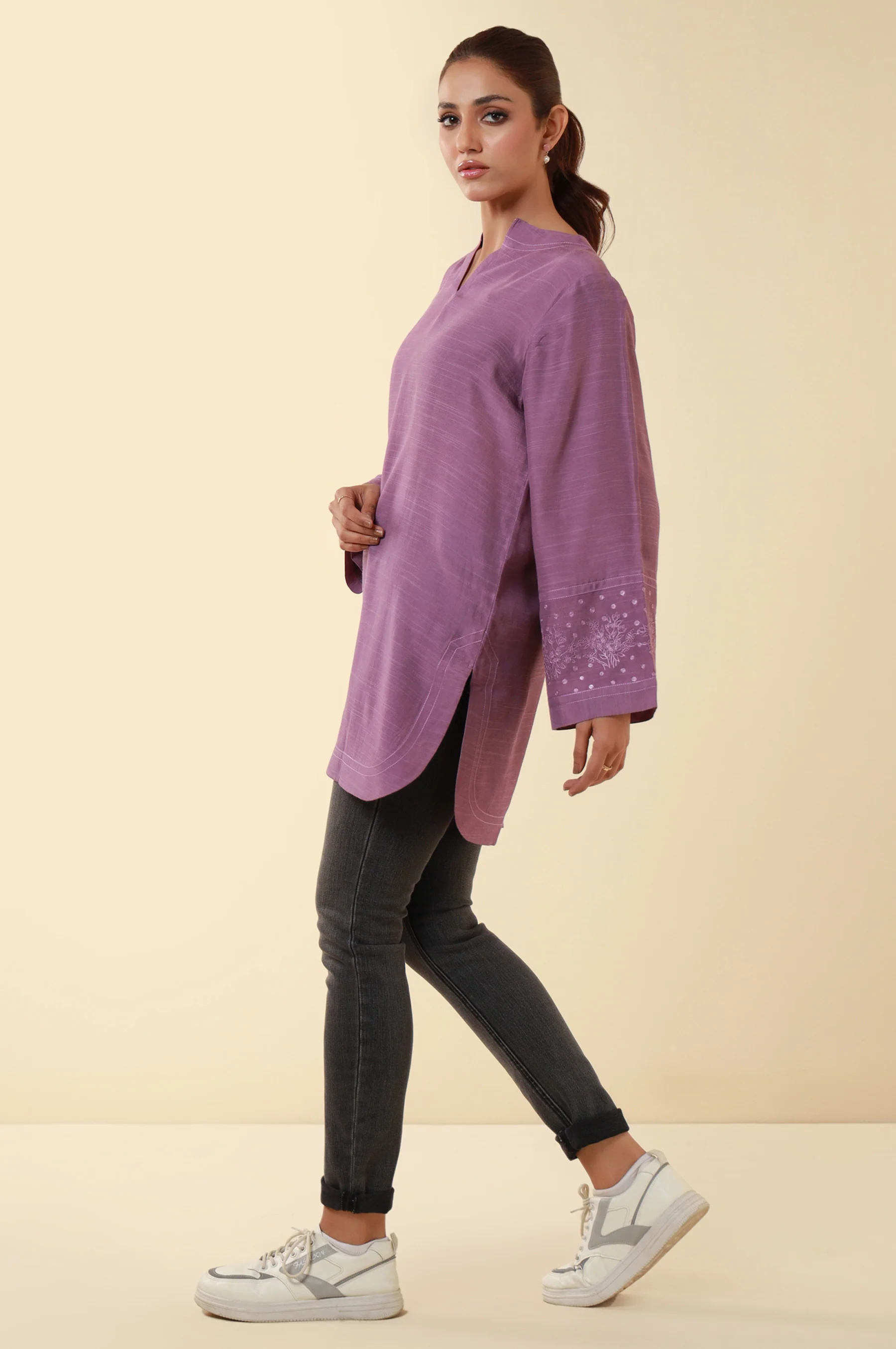 Embroidered Raw Silk Western Top - Image 3