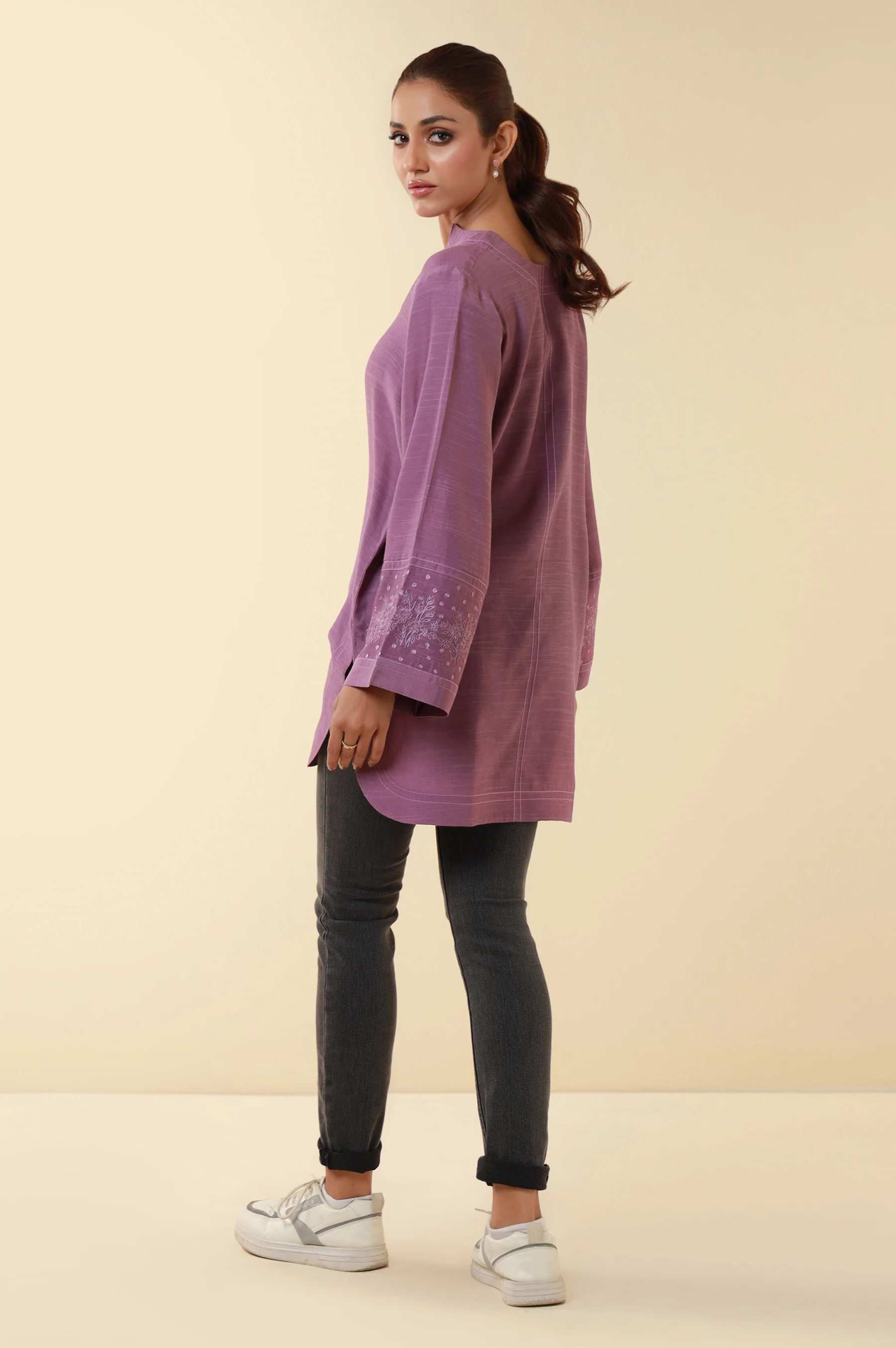 Embroidered Raw Silk Western Top - Image 5