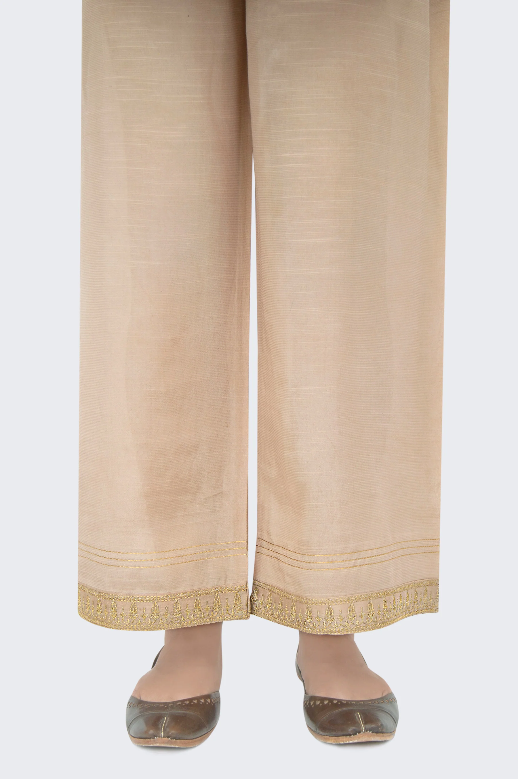 Embroidered Raw Silk Culotte - Hazel Wood Beige - Image 3