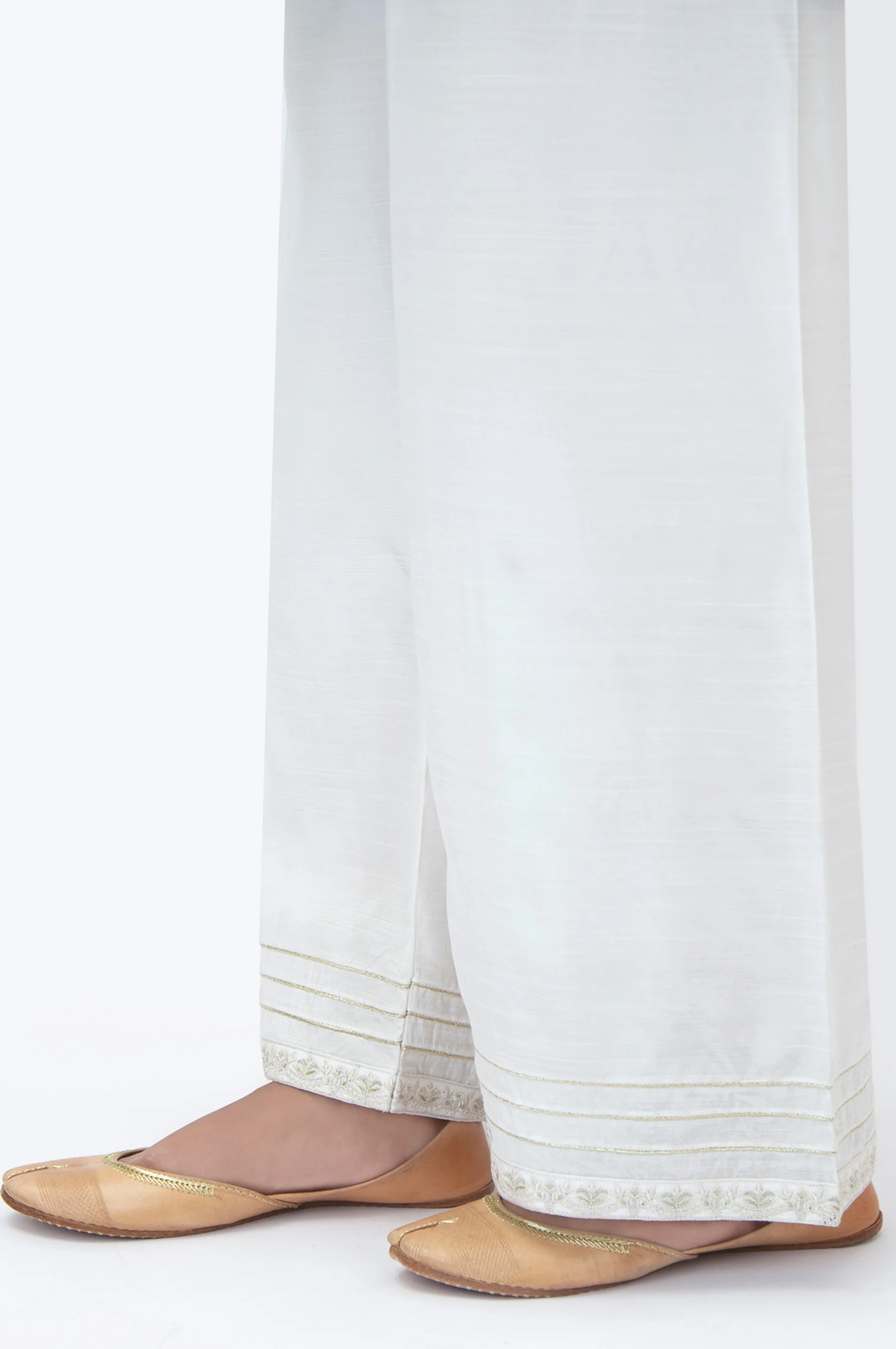 Embroidered Raw Silk Culottes - White - Image 2