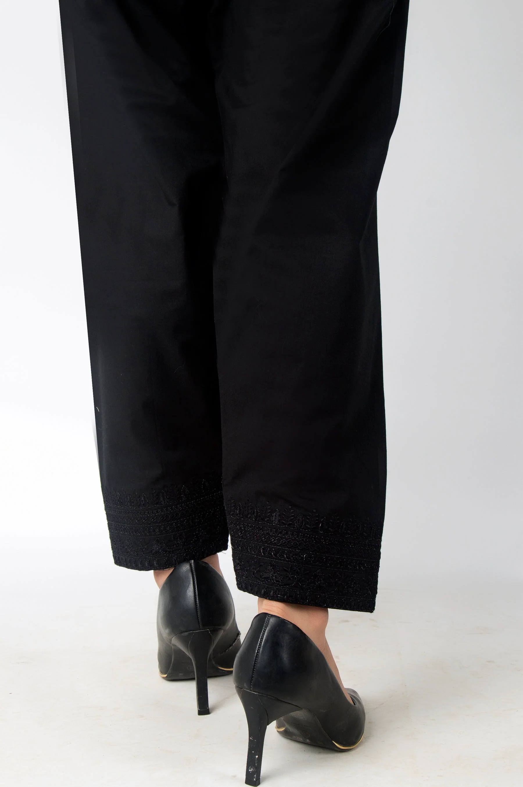 Embroidered Cambric Shalwar - Black - Image 2