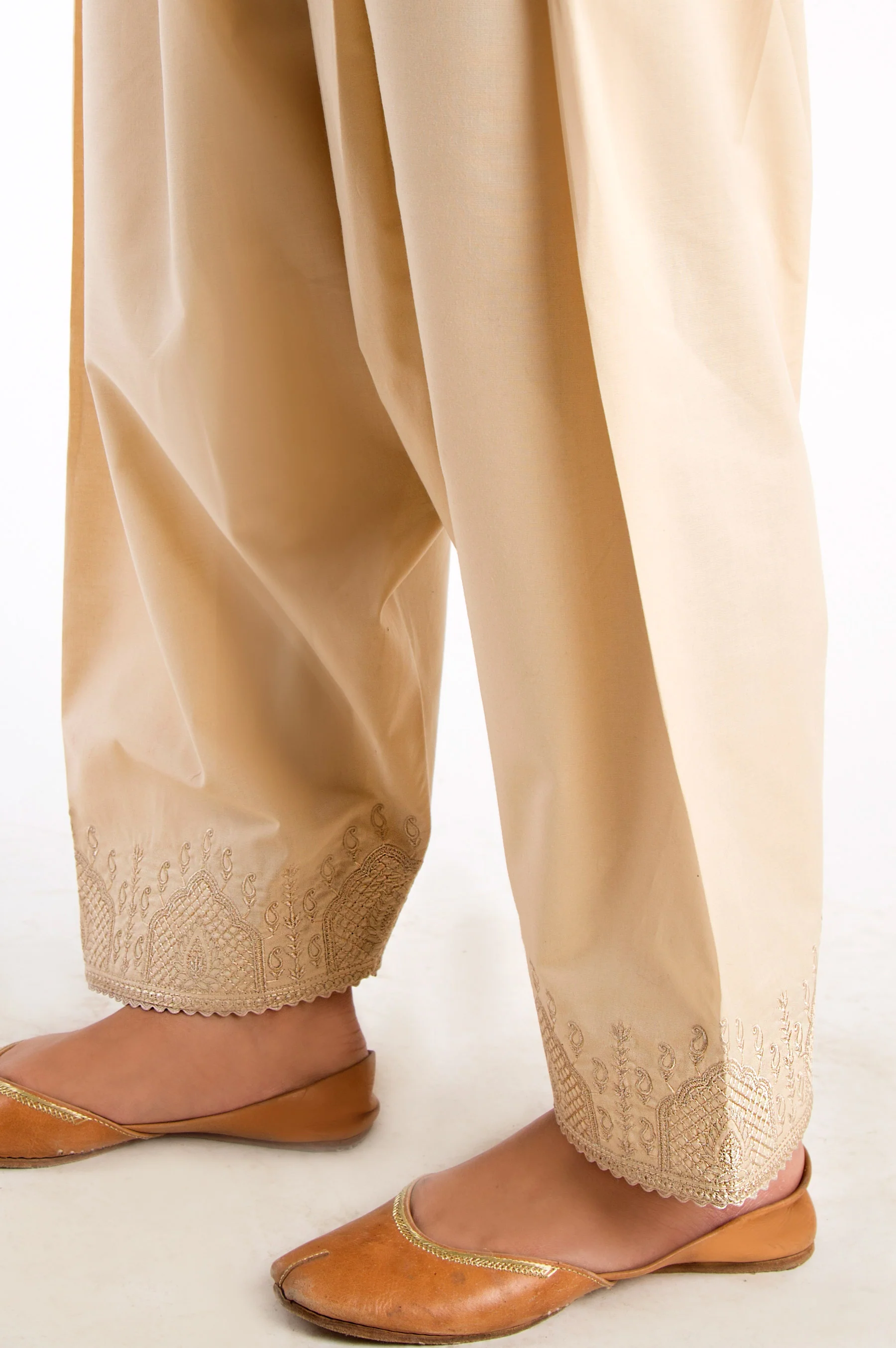 Embroidered Shalwar - Beige - Image 3