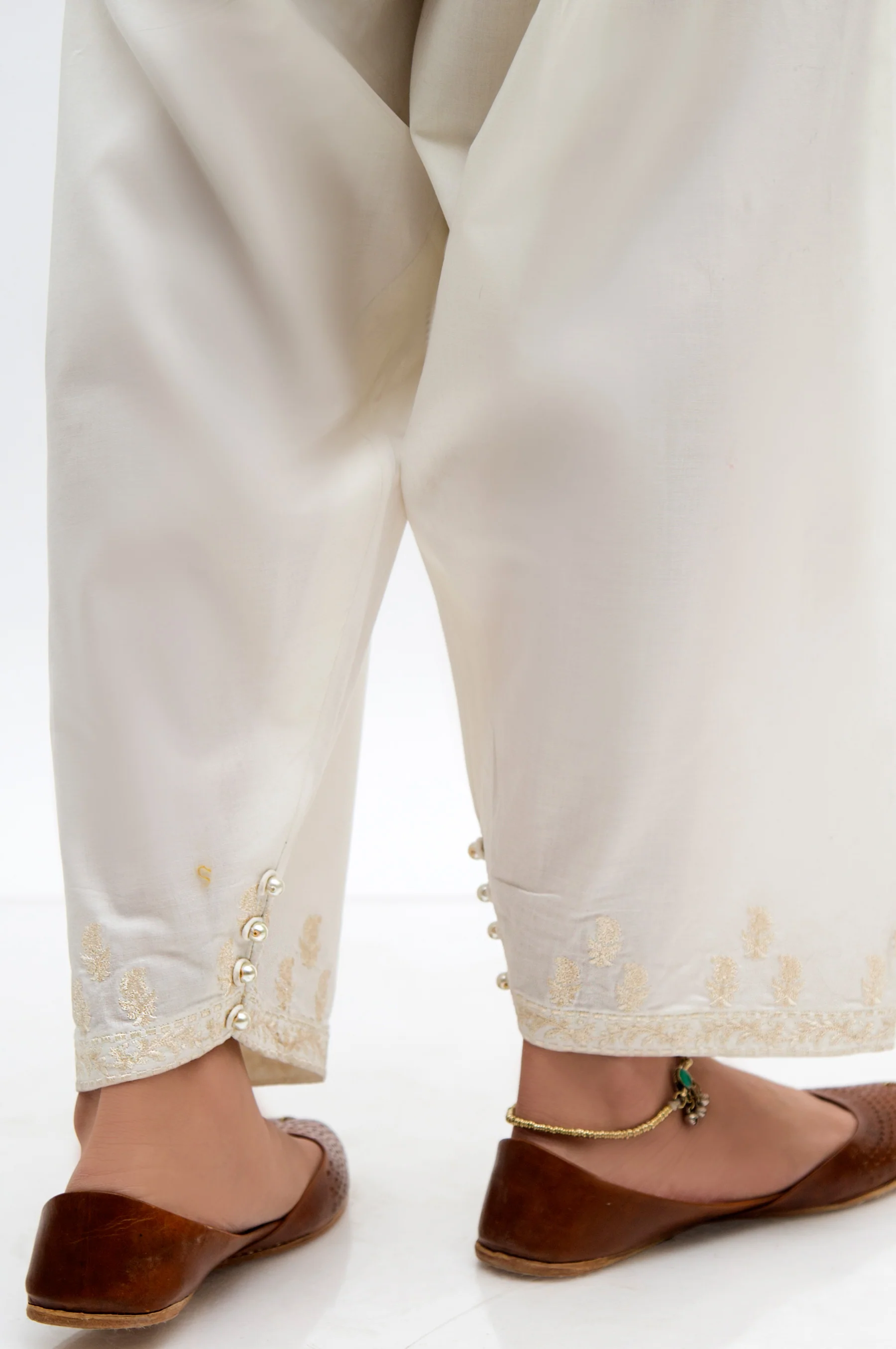 Embroidered Shalwar - Off-White - Image 2