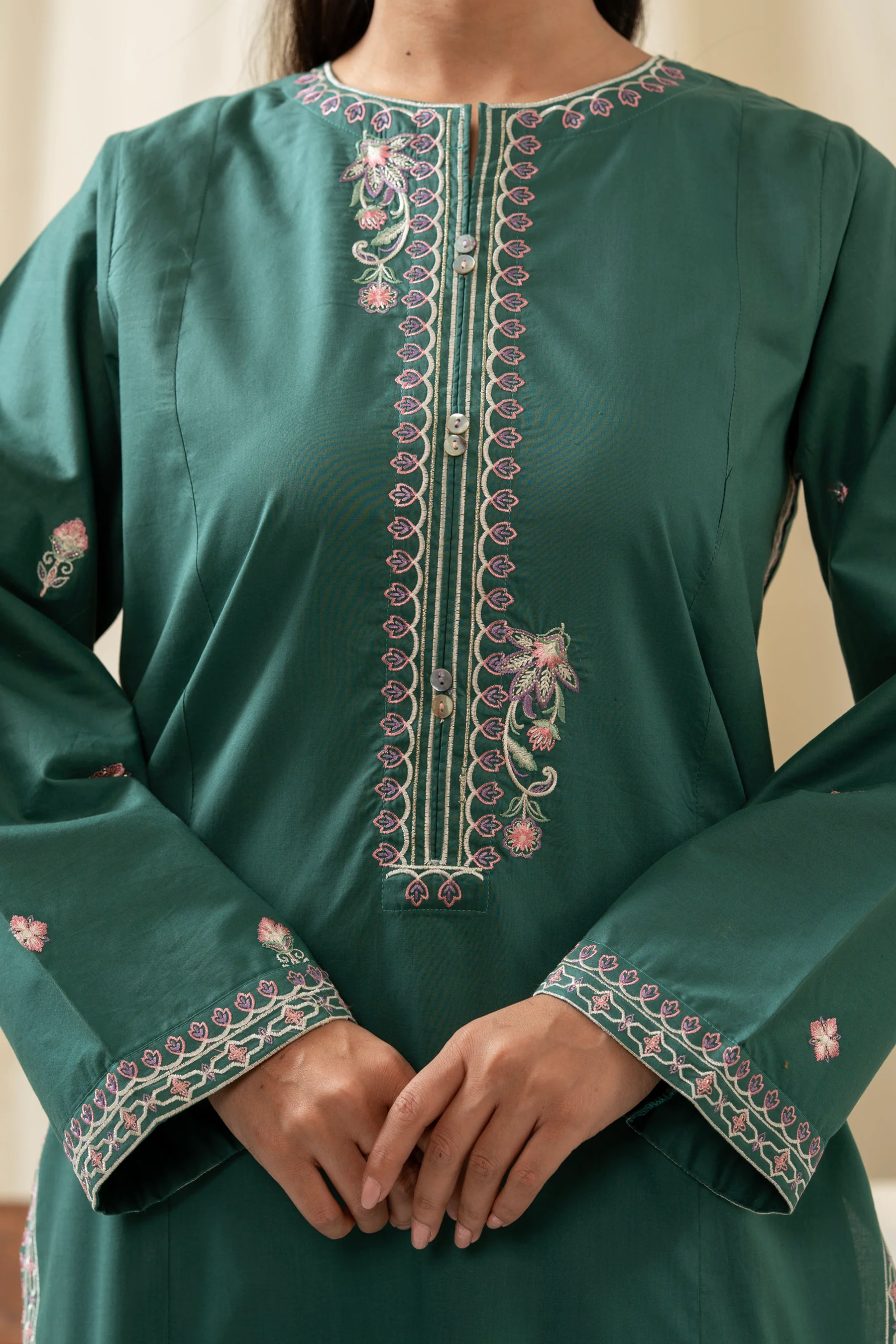 EMBROIDERED TENCEL STITCHED 2 PIECE SUIT - Image 2