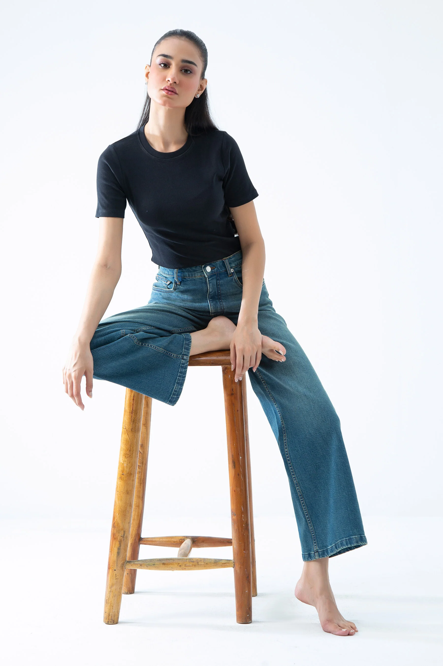 FLARED DENIM PANTS - Image 5