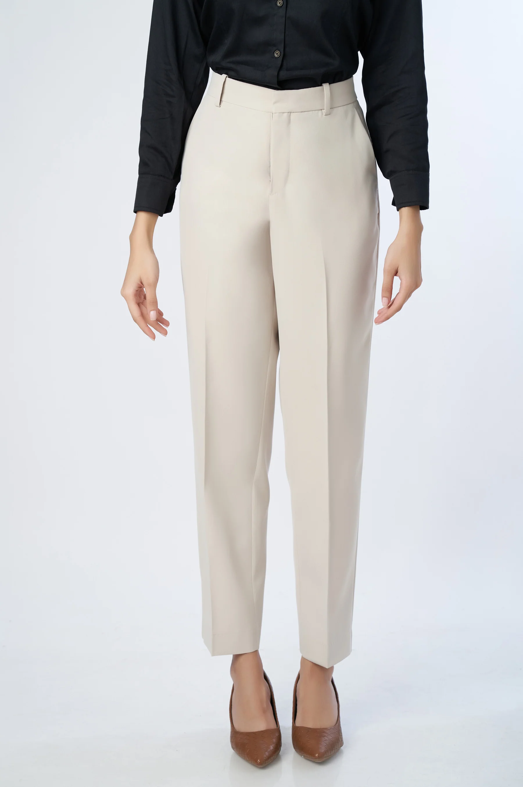 Straight Fit Formal Pants - Ivory - Image 4