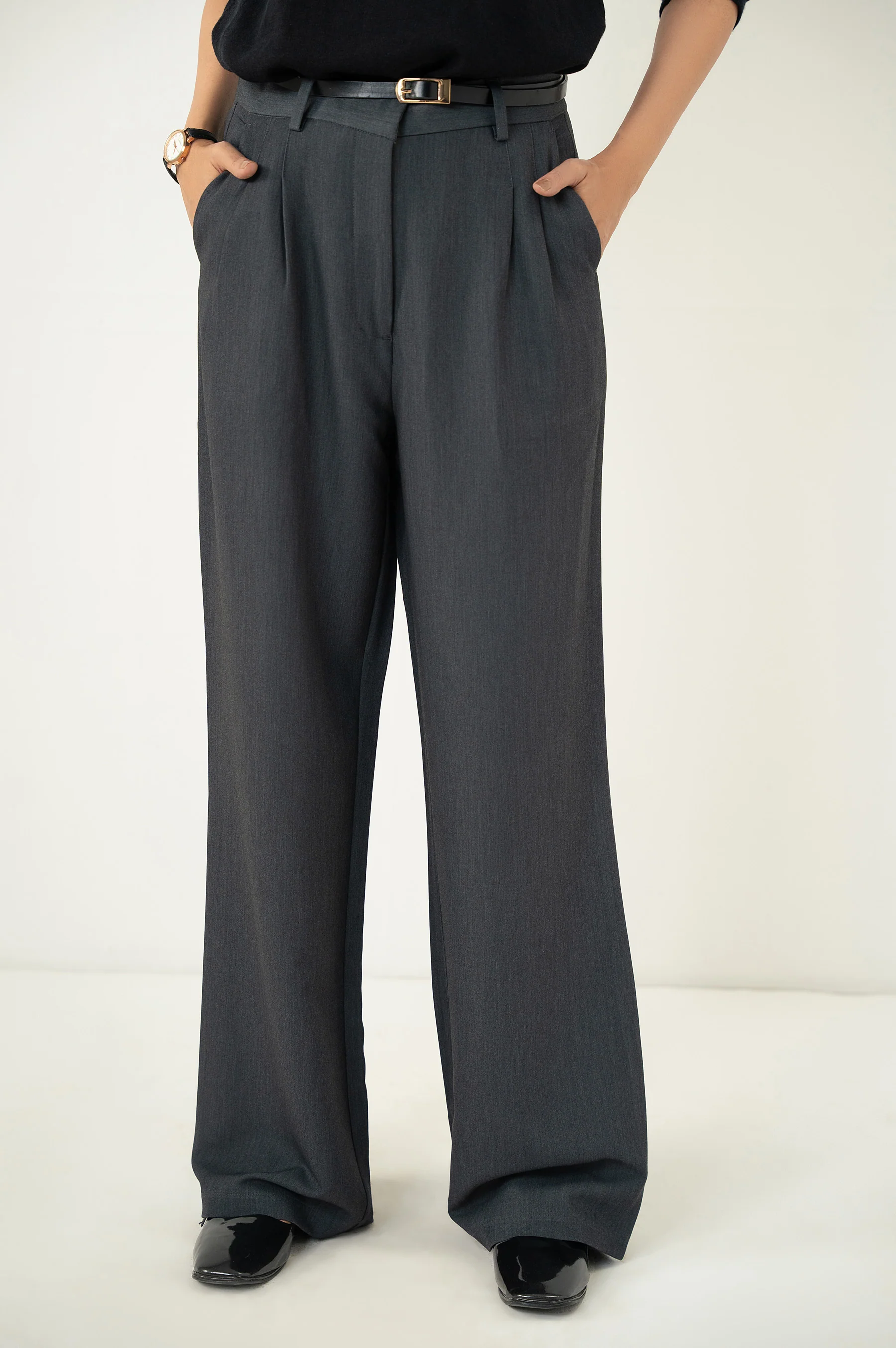 Wide Leg Formal Pants - Grey - Image 5