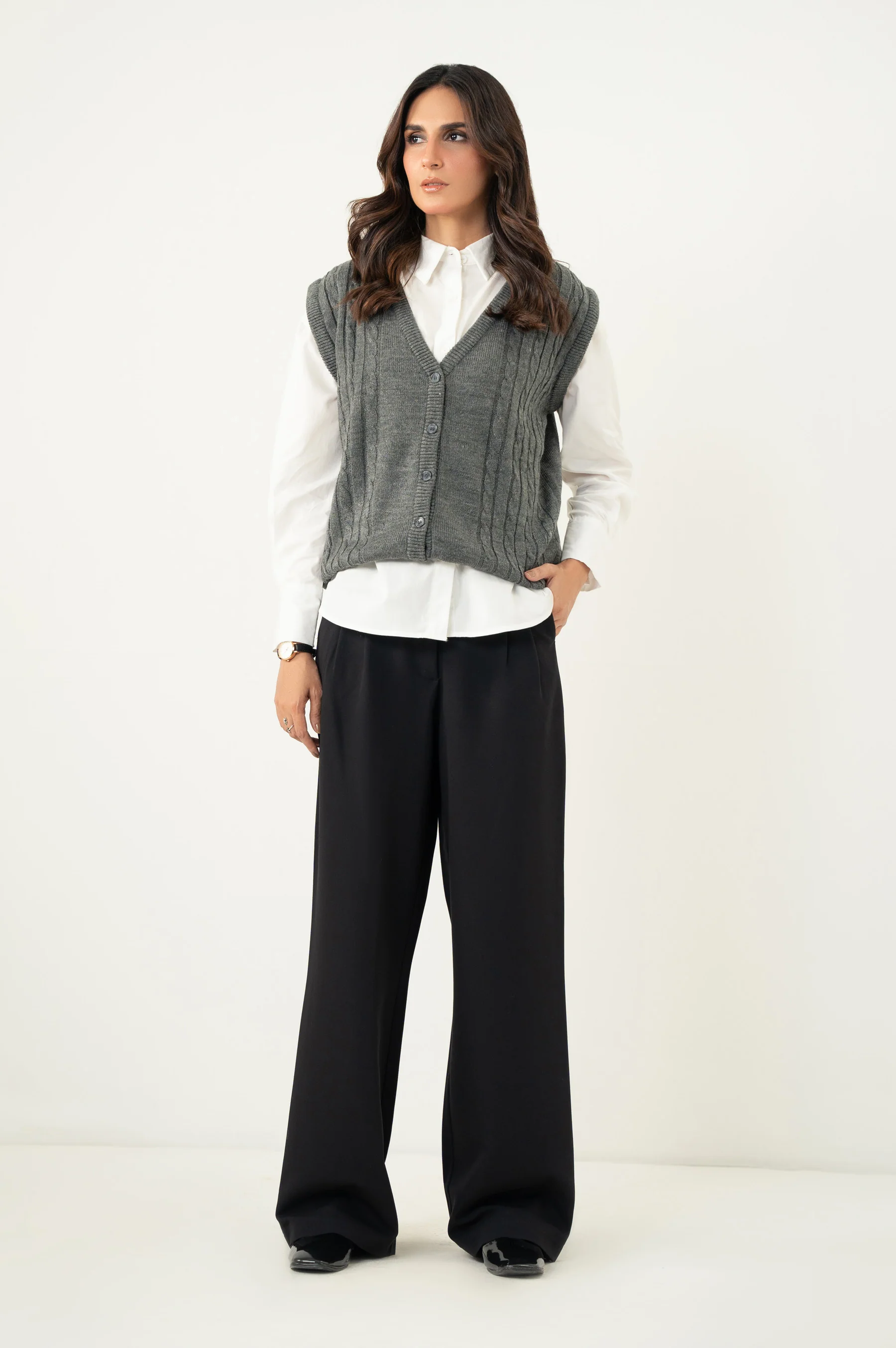 Wide Leg Formal Pants - Black