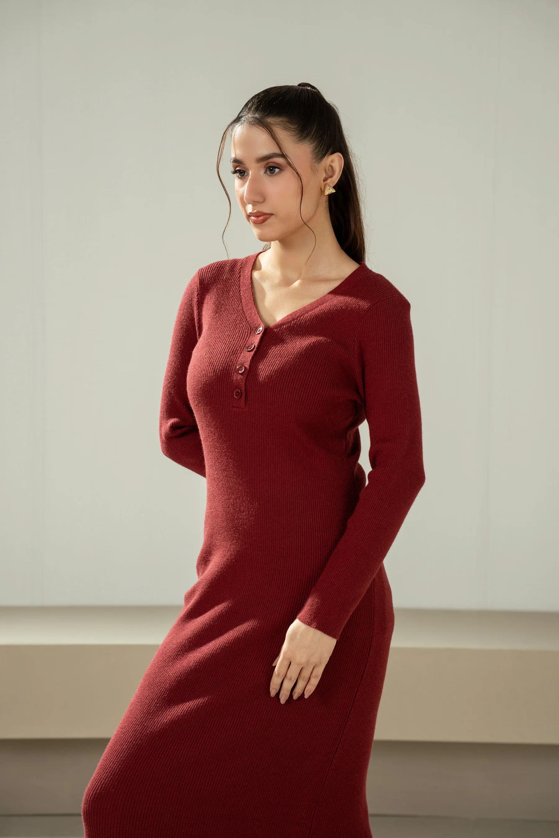 STYLIZED YARN DYED DRESS - Image 3