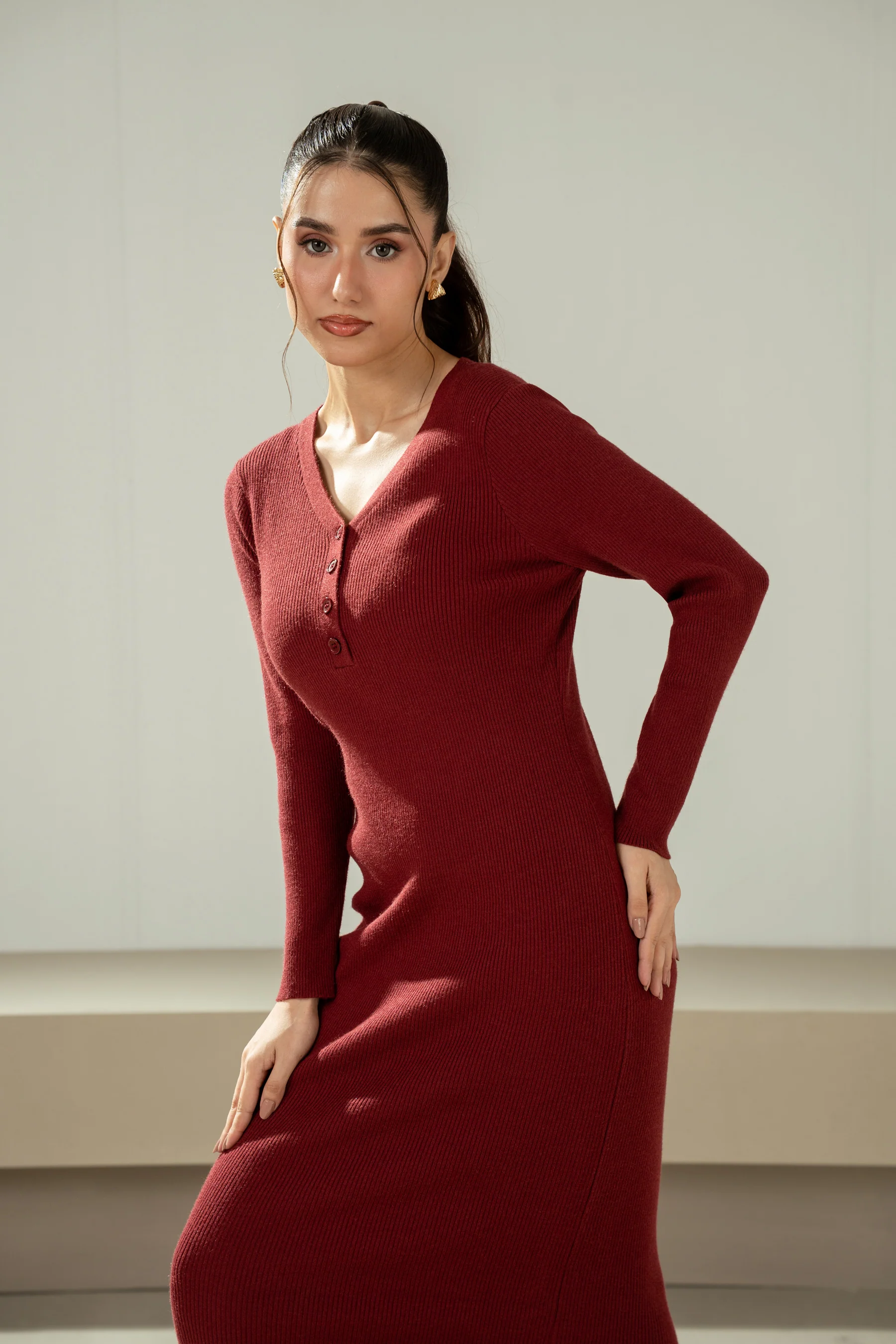 STYLIZED YARN DYED DRESS - Image 4
