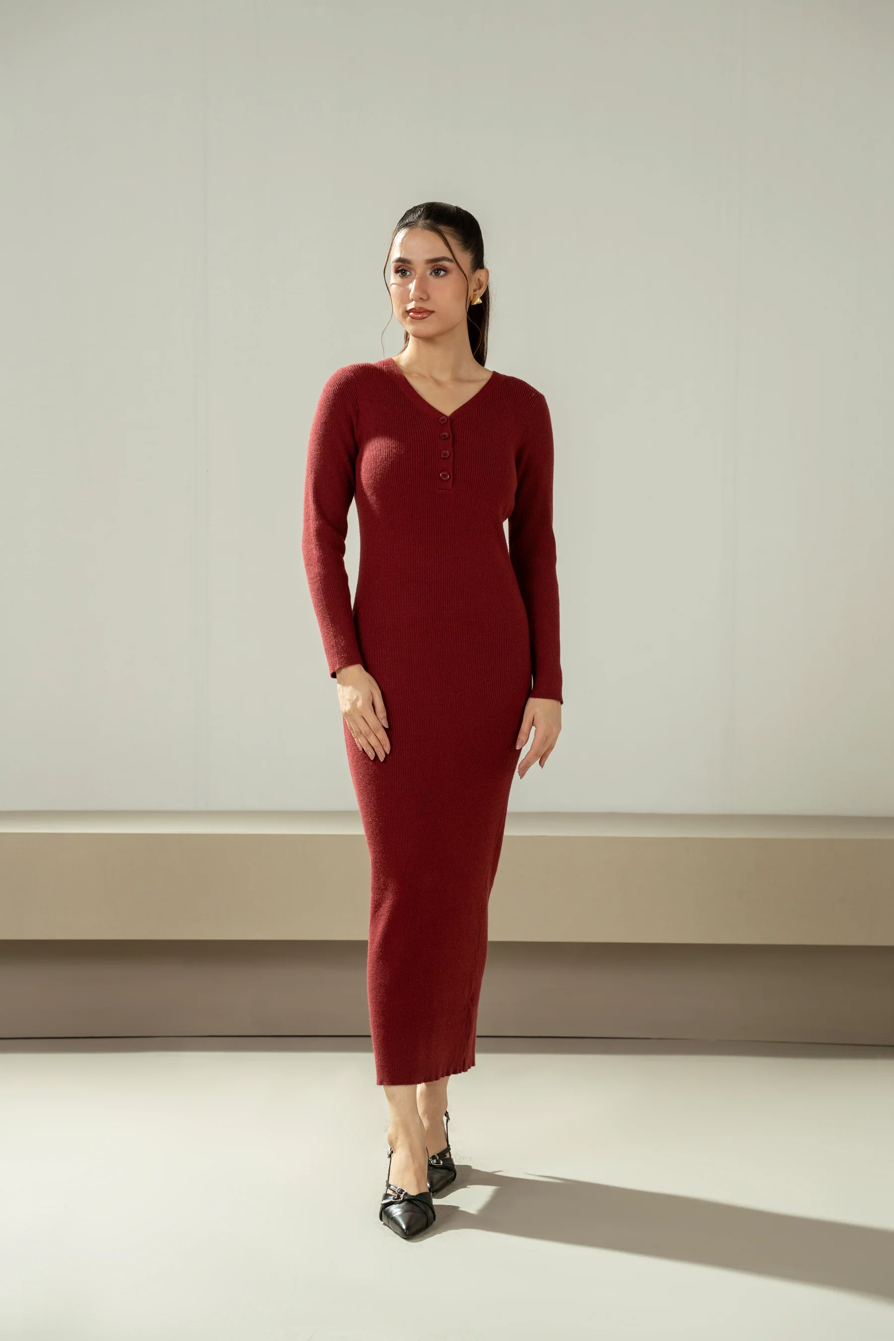 STYLIZED YARN DYED DRESS - Image 7